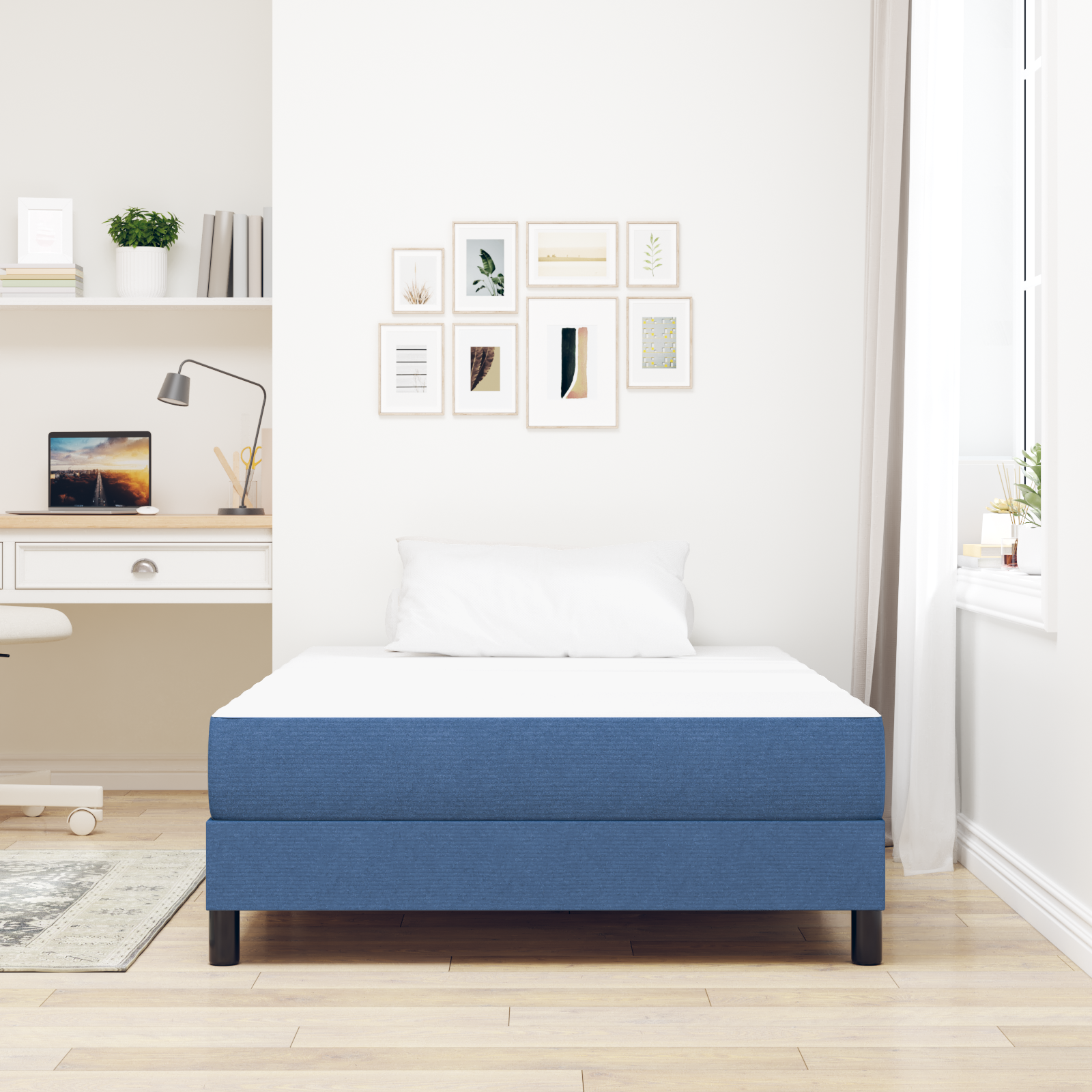 Pocket Spring Bed Mattress in Blue, Medium, 120x200x20 cm, Fabric - Image 3