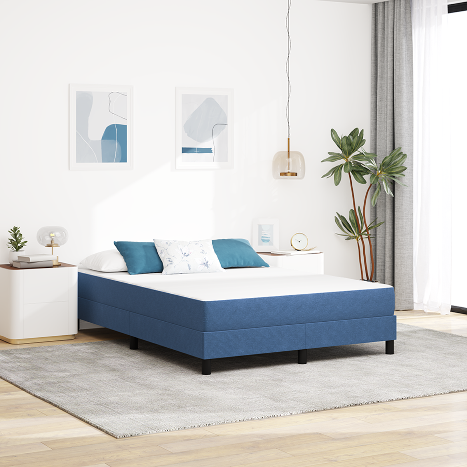 Pocket Spring Bed Mattress - Blue, Medium, 140x190x20 cm, Fabric