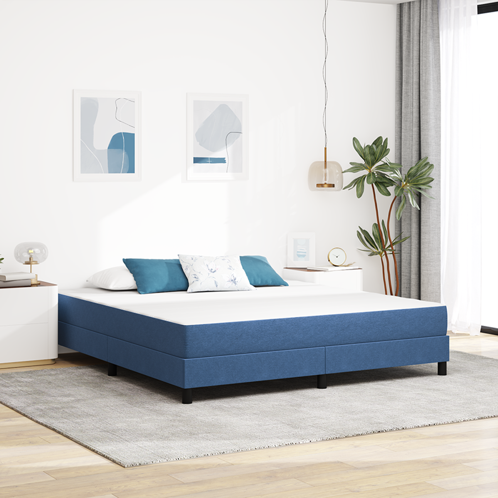 Pocket Spring Bed Mattress in Blue, Medium, 180x200x20 cm Fabric