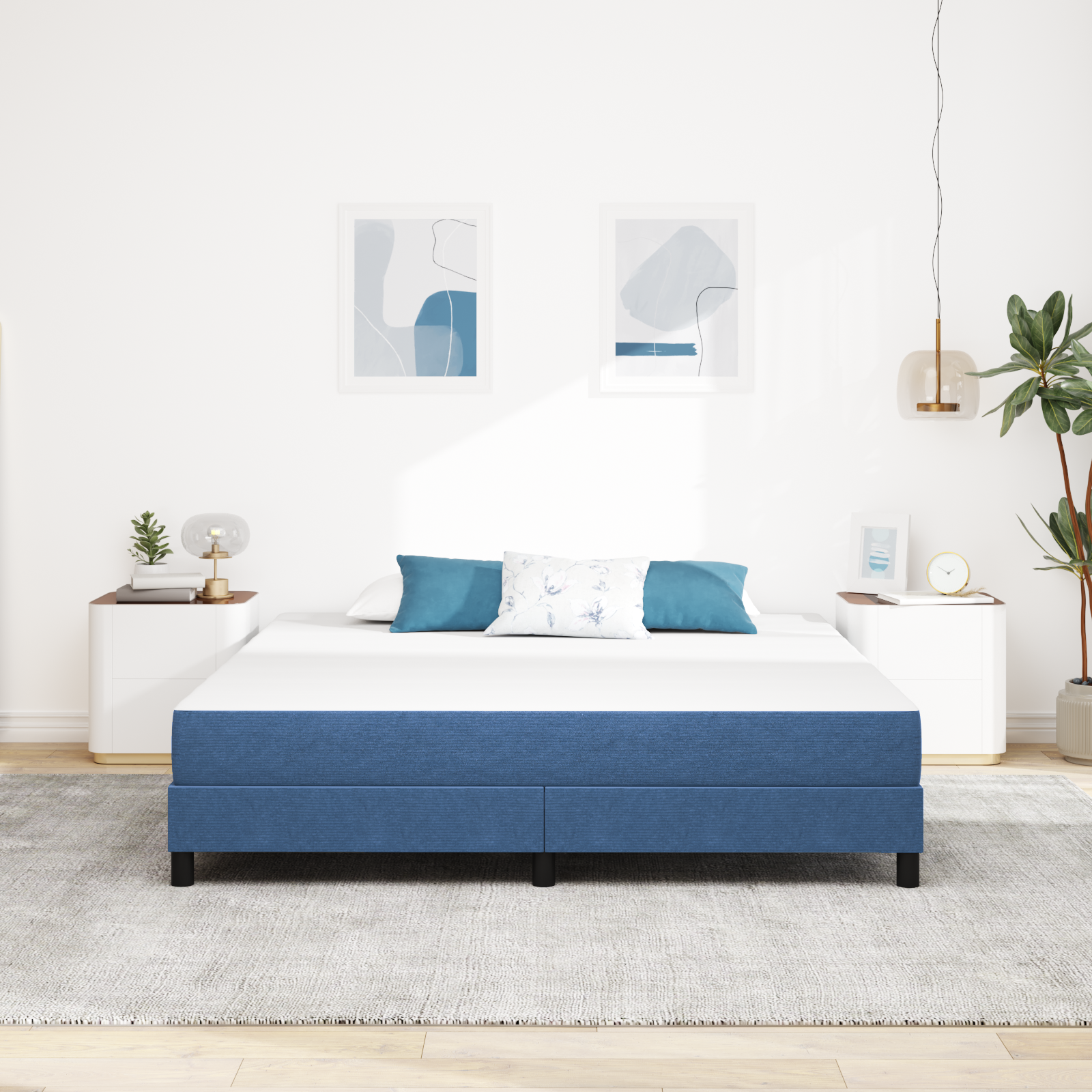 Pocket Spring Bed Mattress in Blue, Medium, 180x200x20 cm Fabric - Image 3