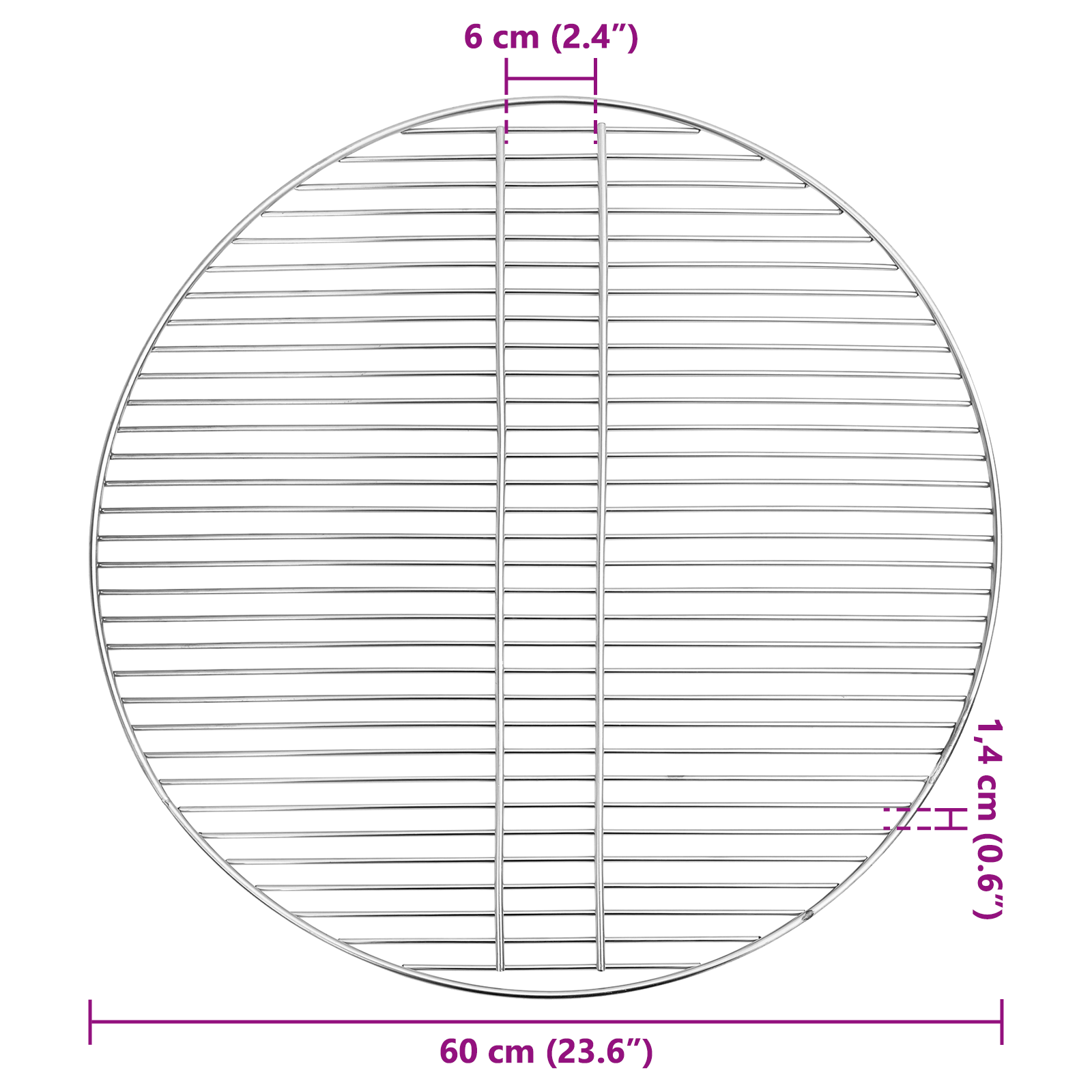 BBQ Grill Grate Silver Ø60 cm Stainless Steel - Image 6