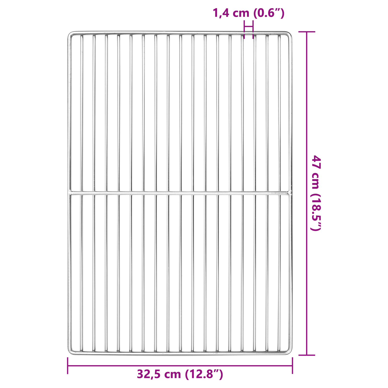BBQ Grillrist med Håndtag Rektangulær 47x32,5 cm 304 Rustfrit Stål 8 image product%2F42008313%2FP Size 42008313 WBG Size EU 01