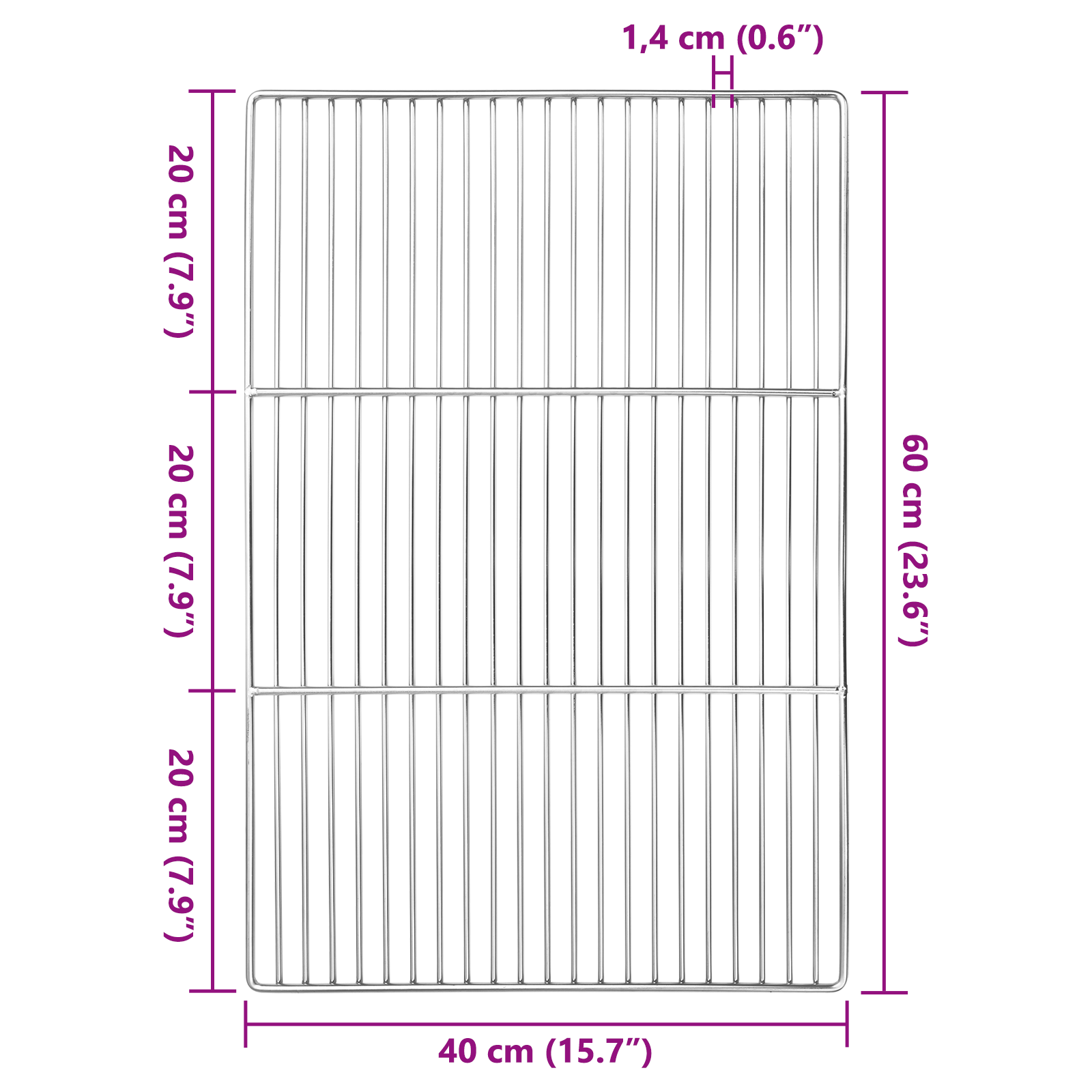 BBQ Grill Grate with Handles Rectangular 60x40 cm 304 Stainless Steel - Image 6