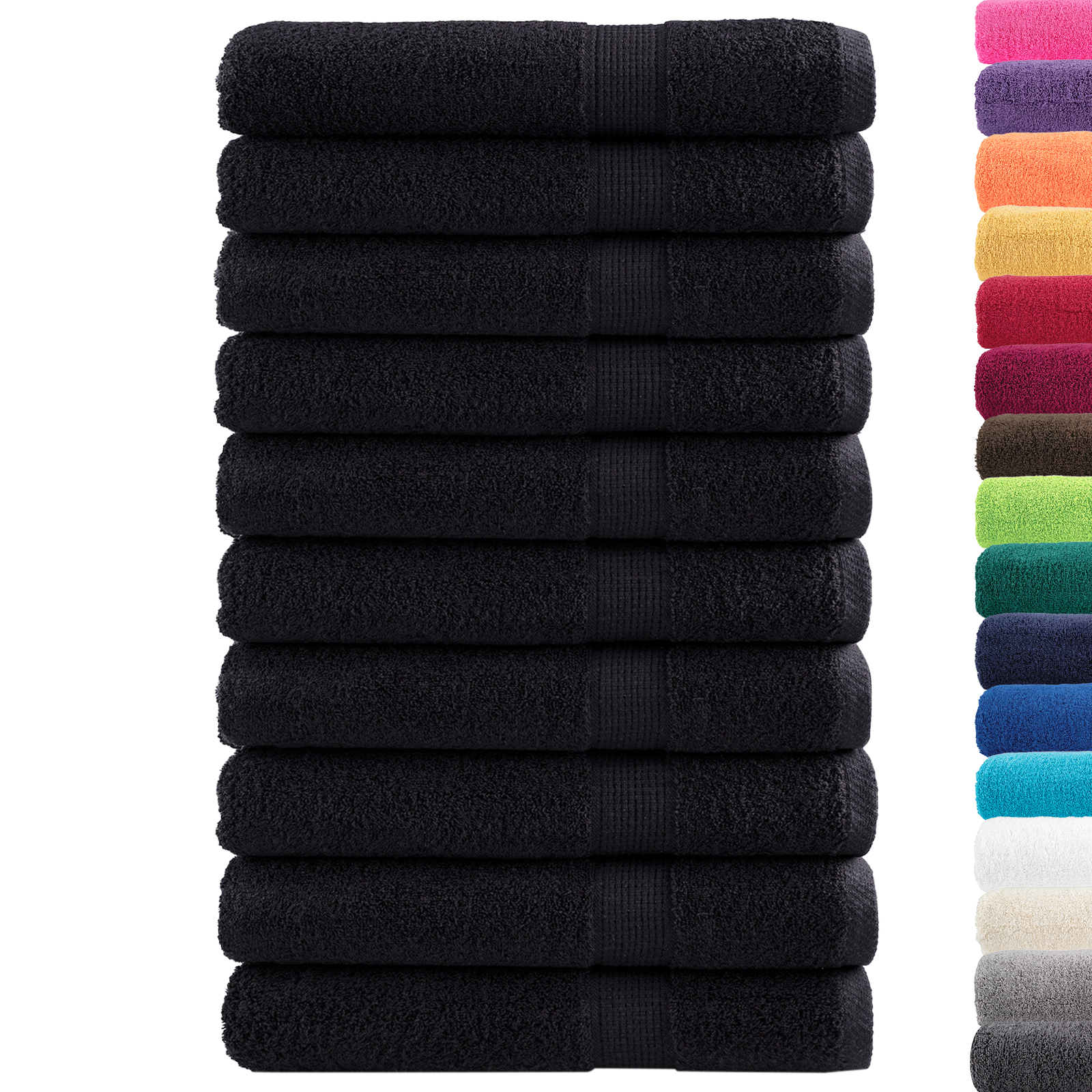 Thumbnail - vidaXL Premium Handtücher "SOLUND" 25 Stück Schwarz 100x200 cm 550 gsm