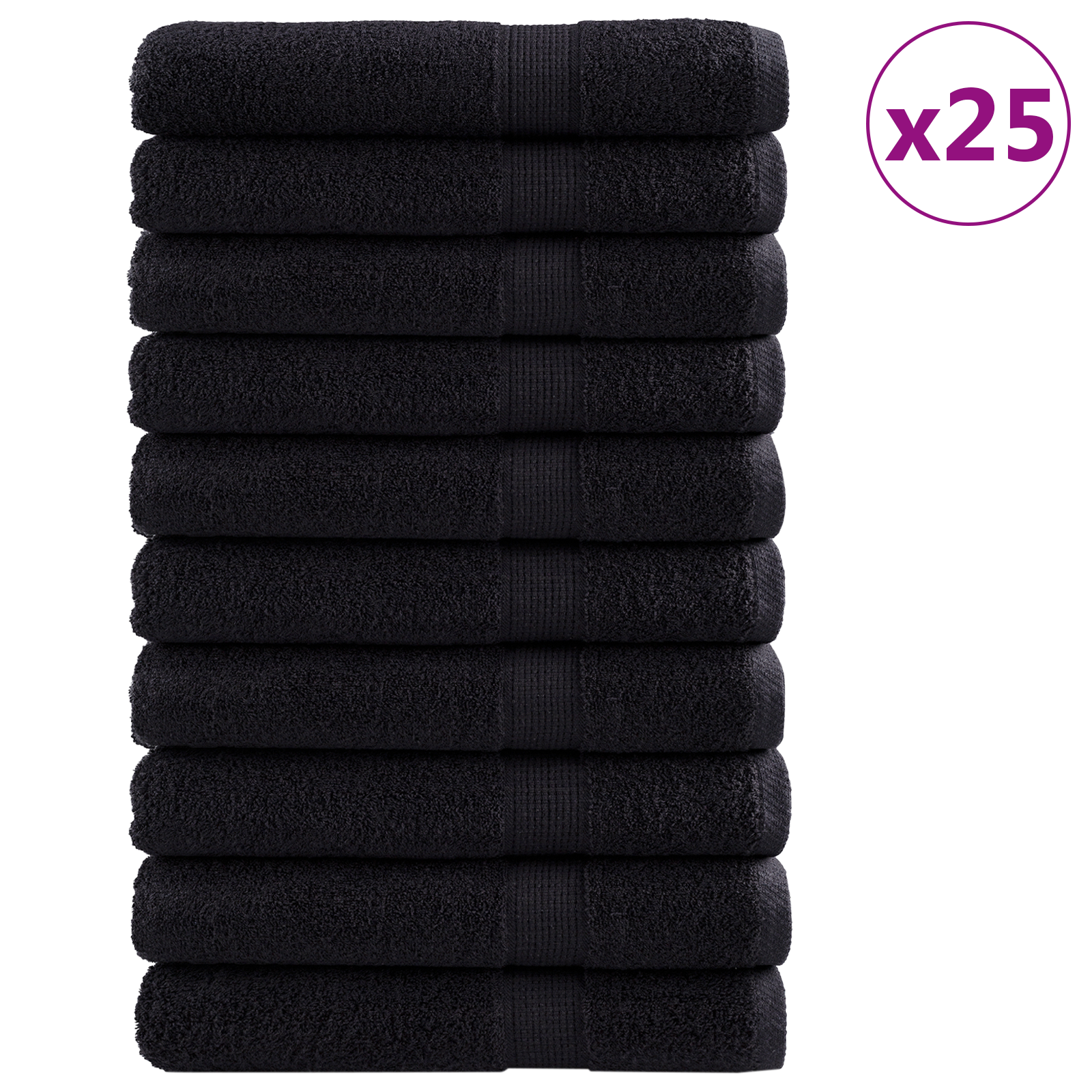 Thumbnail - vidaXL Premium Handtücher "SOLUND" 25 Stück Schwarz 100x200 cm 550 gsm