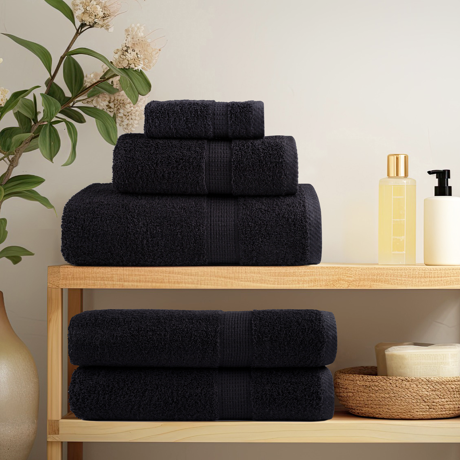 Premium Towels "SOLUND" 25 pcs Black 100x200 cm 550 gsm