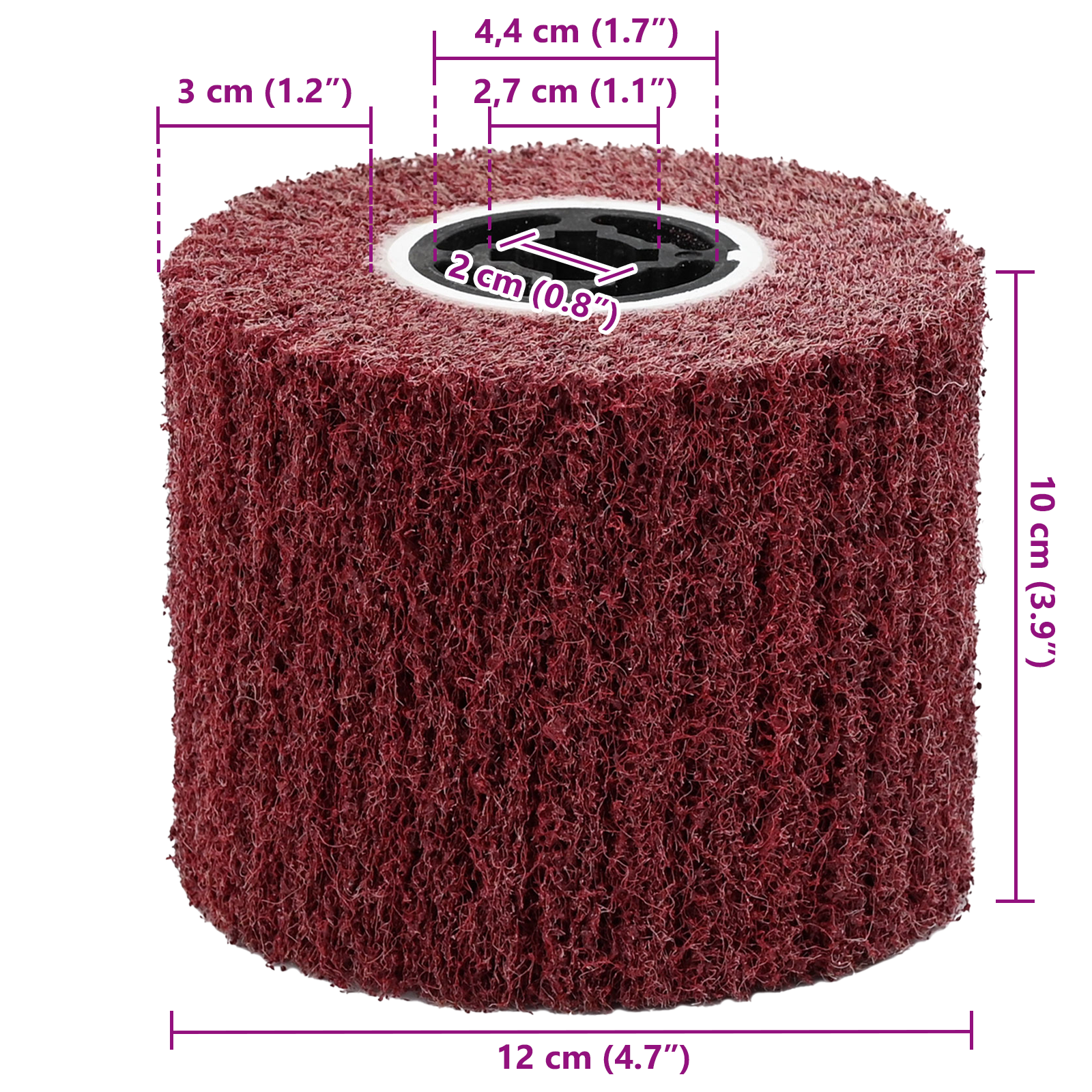 Sanding Rollers 3 pcs 80 Grit Synthetic Fibre - Image 6