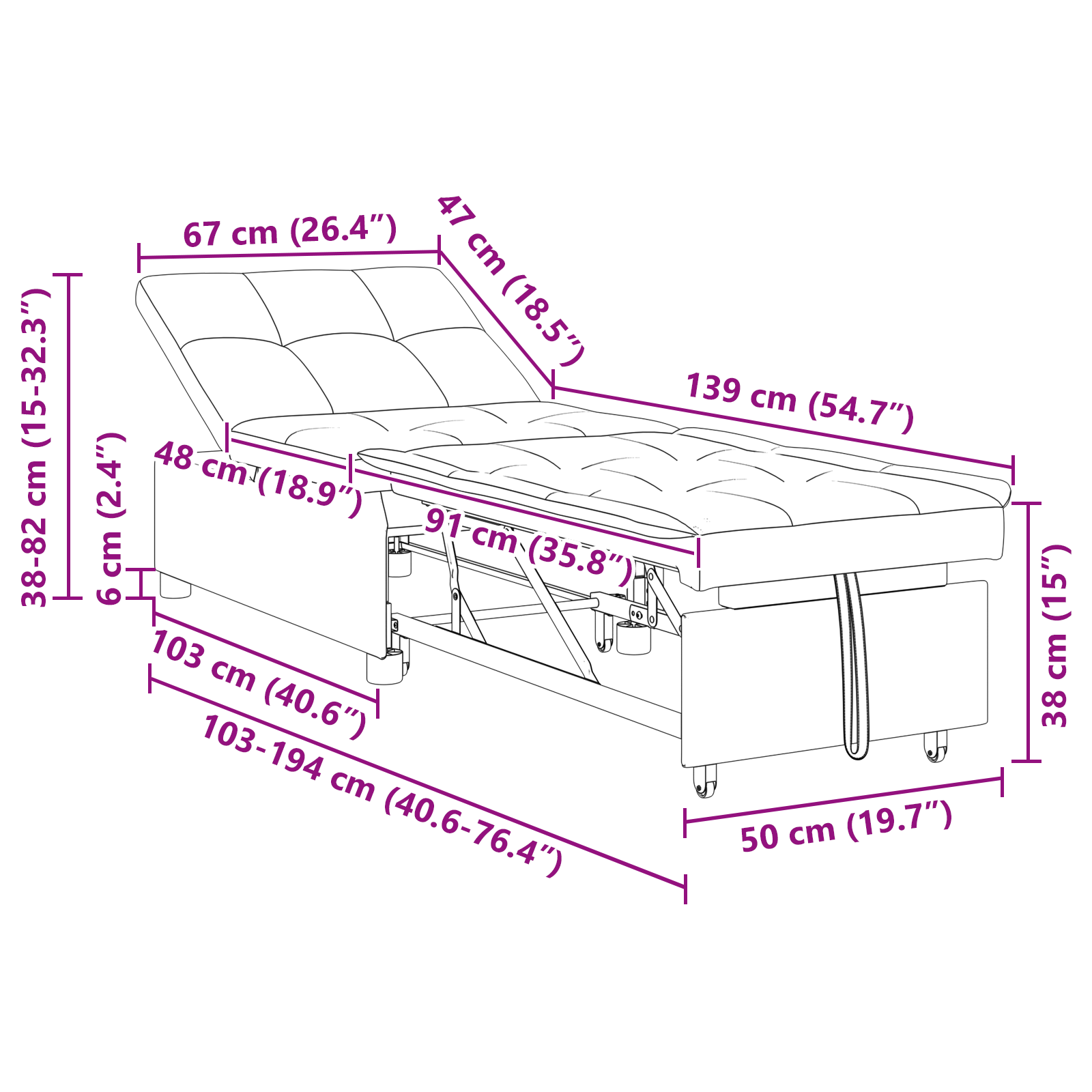 Diivanvoodi Hall 194 x 50 x 82 cm Vineer 9 Kõik vajalik sinu aeda ja koju! Diivanvoodi Hall 194 x 50 x 82 cm Vineer - Image 9