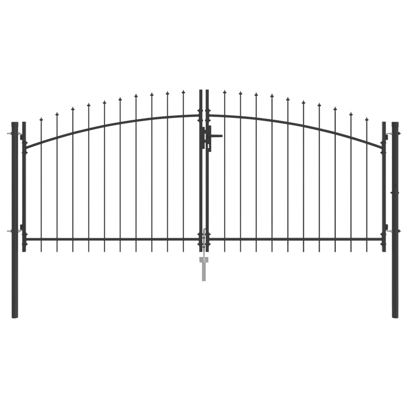 Garden Gate with Spear Top Dual Swing Grey 100x300 cm Steel - Image 2