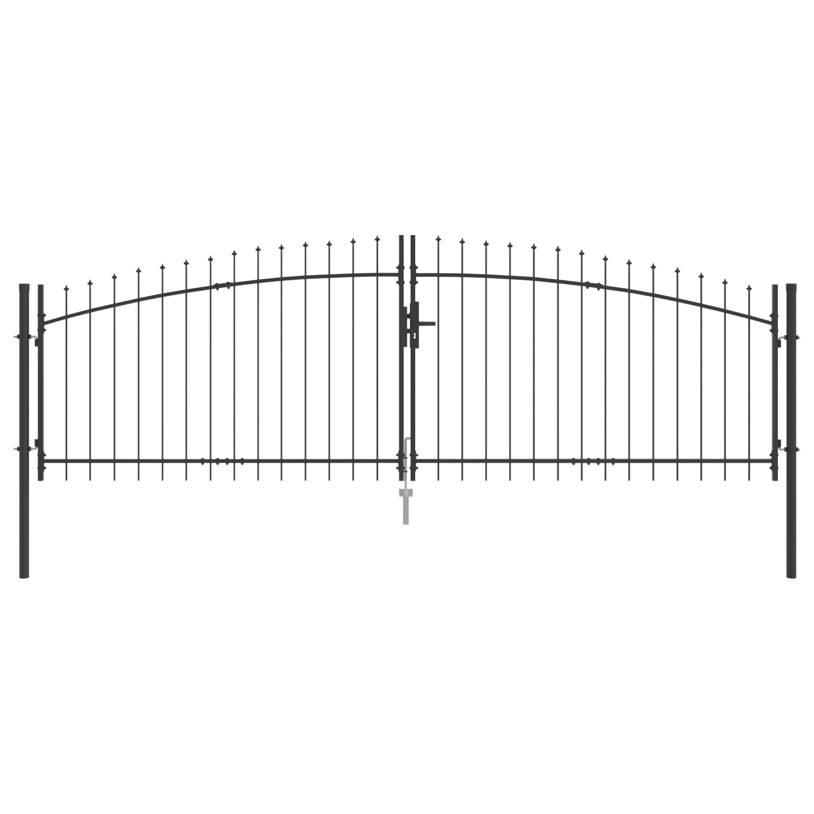 Garden Gate with Spear Top Dual Swing Grey 100x400 cm Steel - Image 2