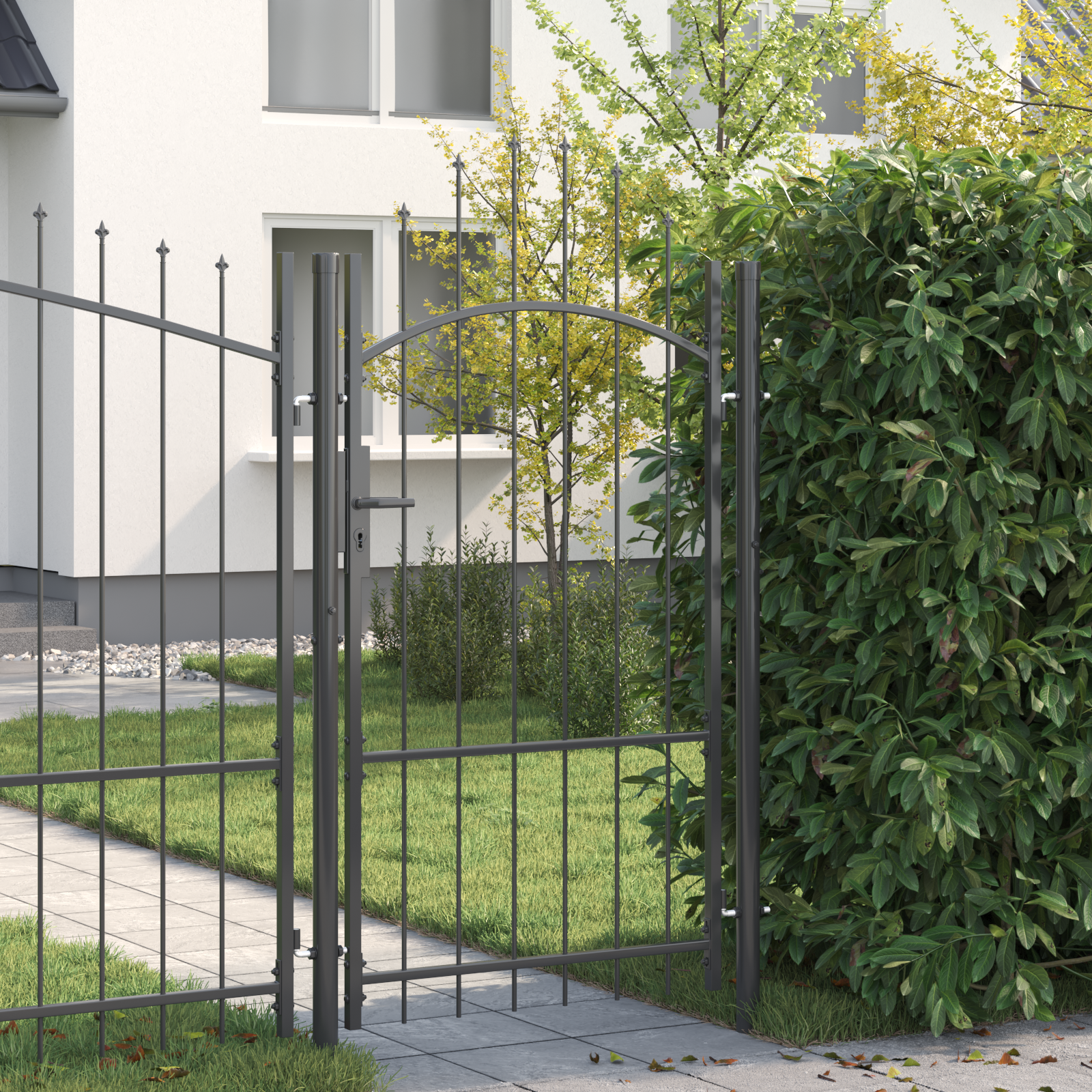 vidaXL Poartă de grădină cu blocare Gri 100 x 175 cm Oțel