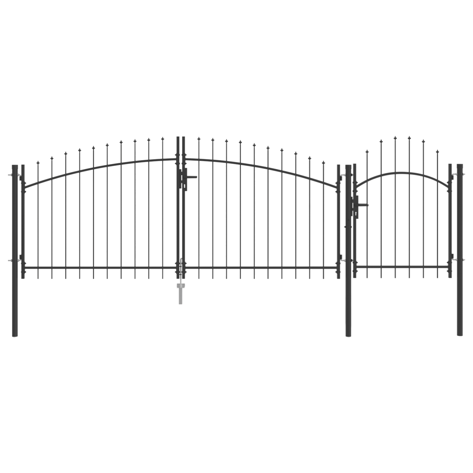 Garden Gate with Spear Top Grey 150x400 cm Steel - Image 2