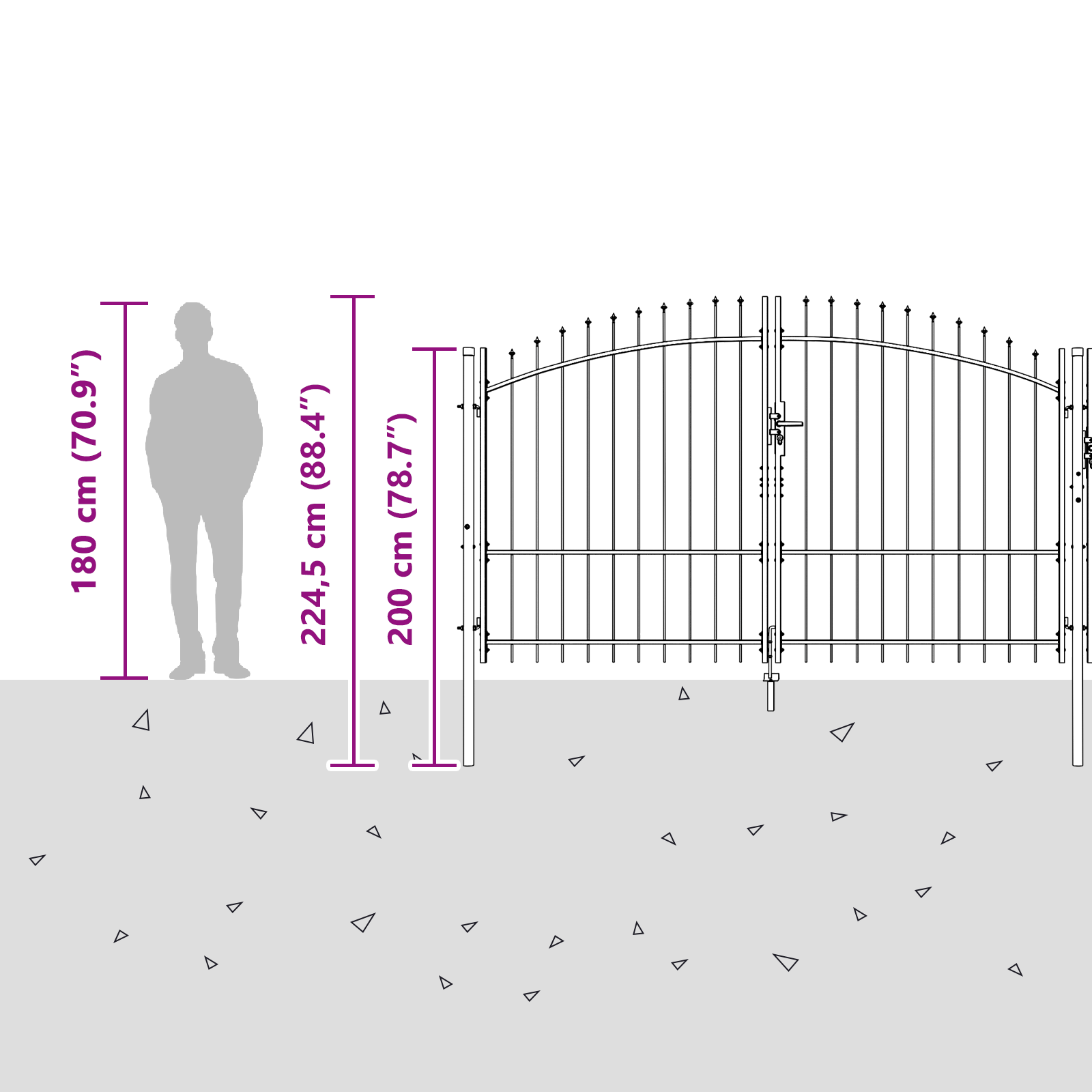 Garden Gate with Spear Top Grey 175x400 cm Steel - Image 7