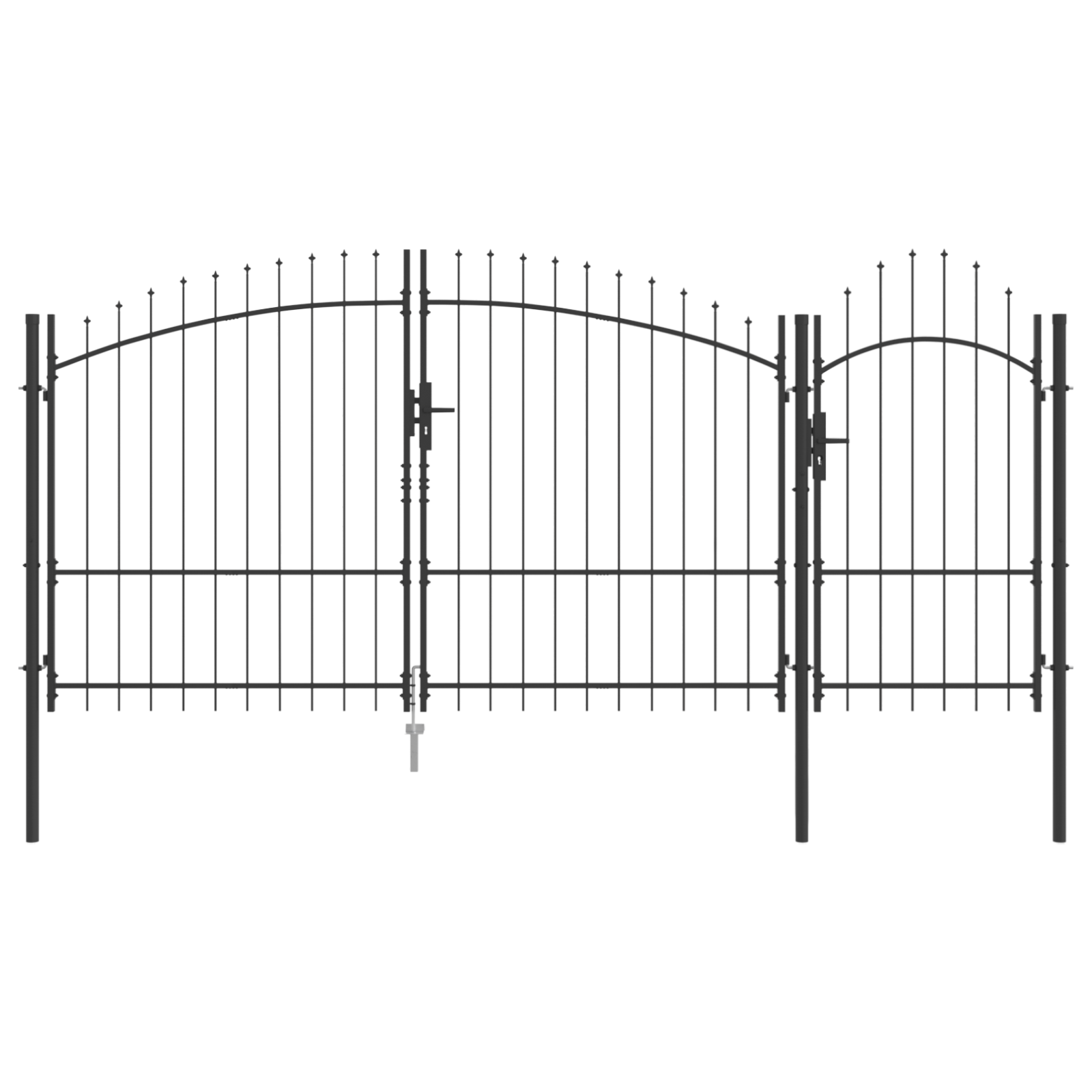 Garden Gate with Spear Top Grey 195x400 cm Steel - Image 2