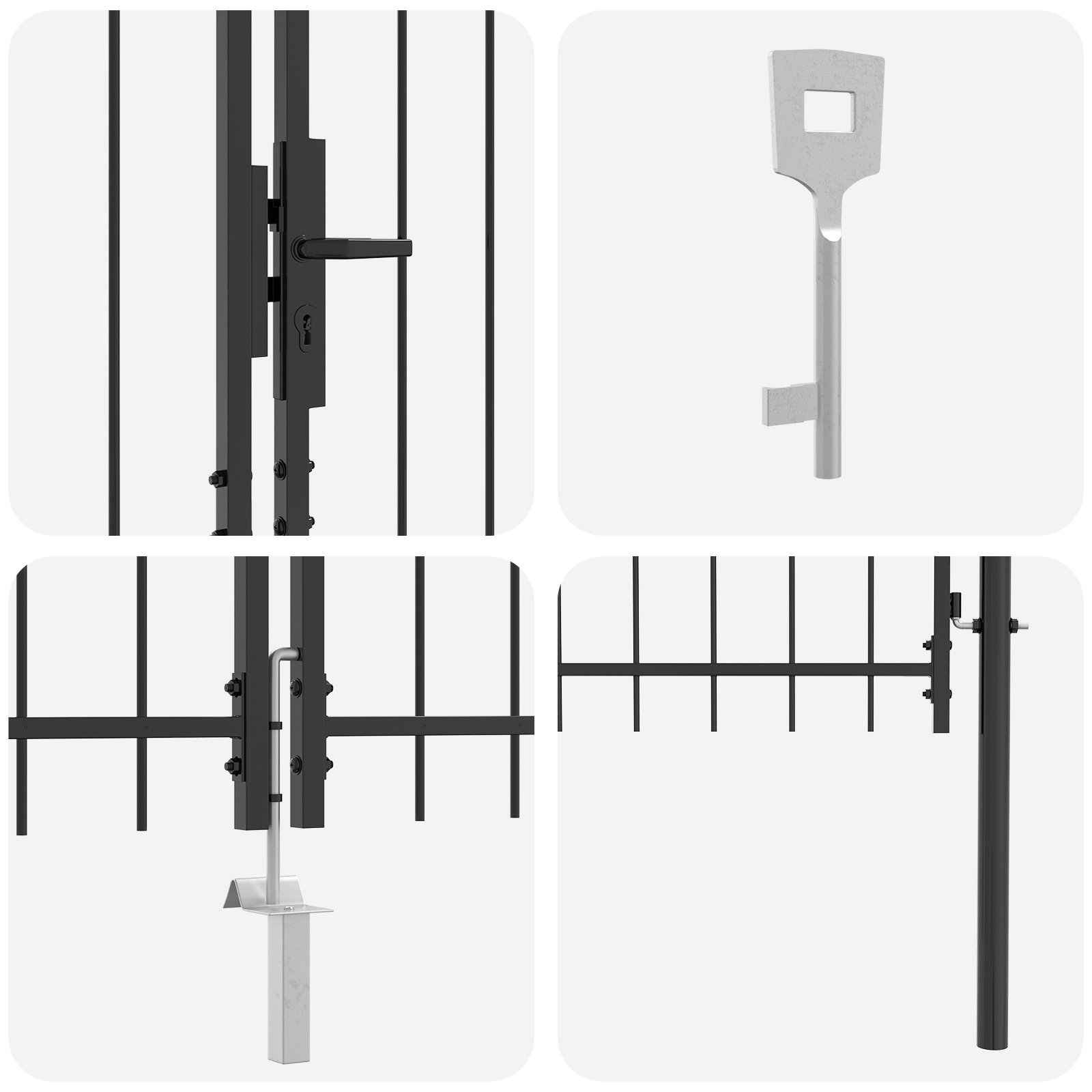 Garden Gate with Spear Top Grey 125x500 cm Steel - Image 5