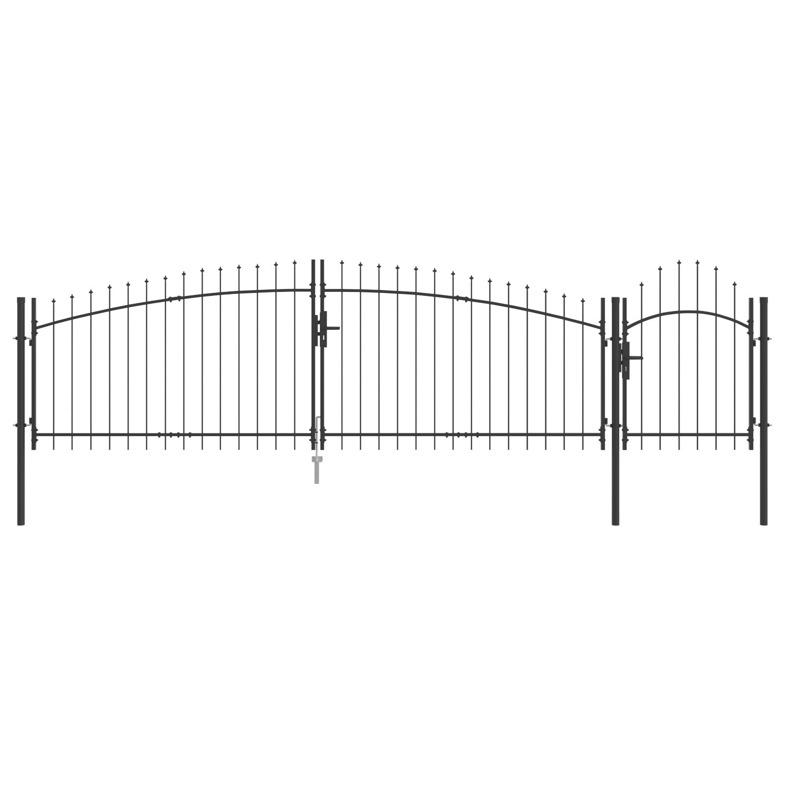 Garden Gate with Spear Top Grey 125x500 cm Steel - Image 2