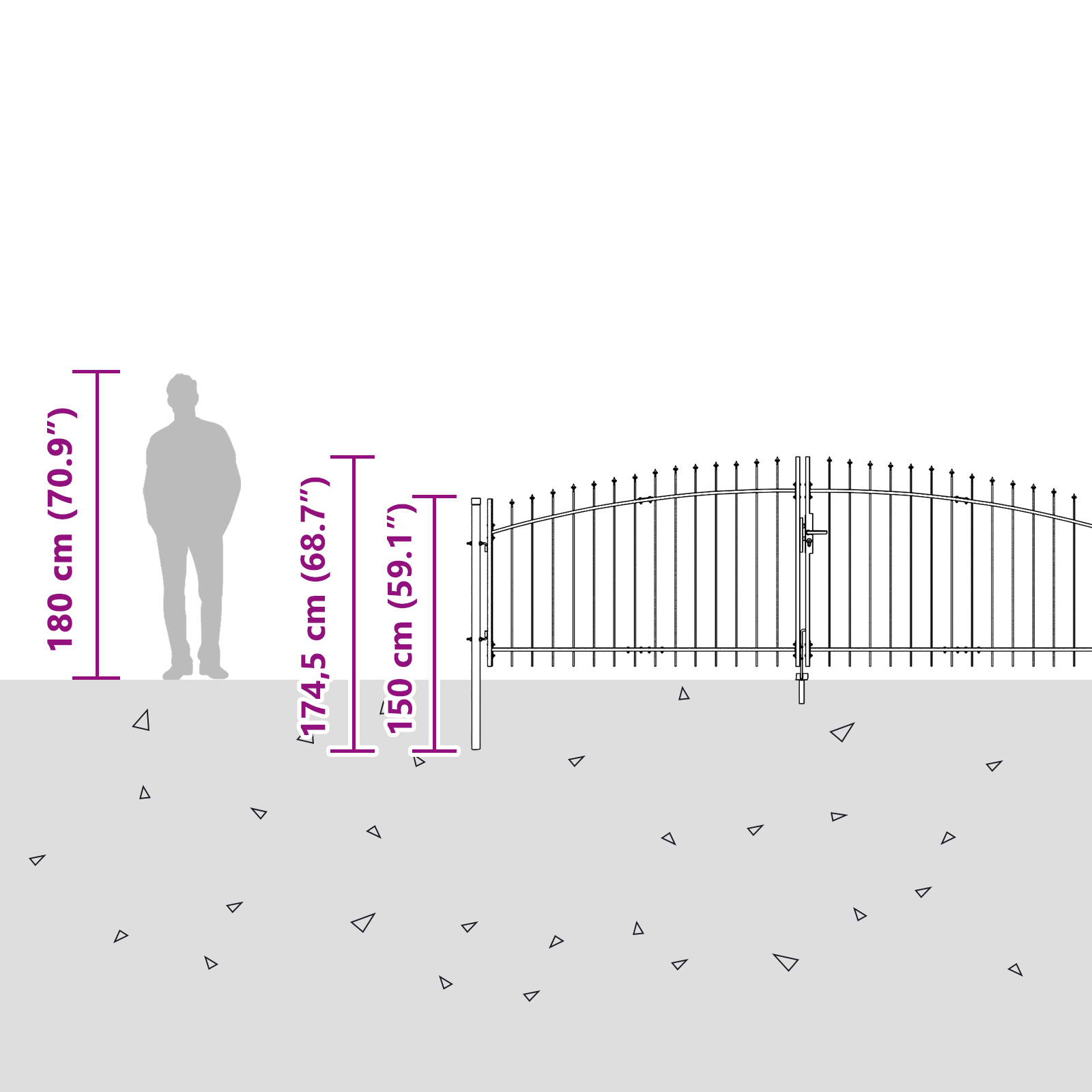 Garden Gate with Spear Top Grey 125x500 cm Steel - Image 7