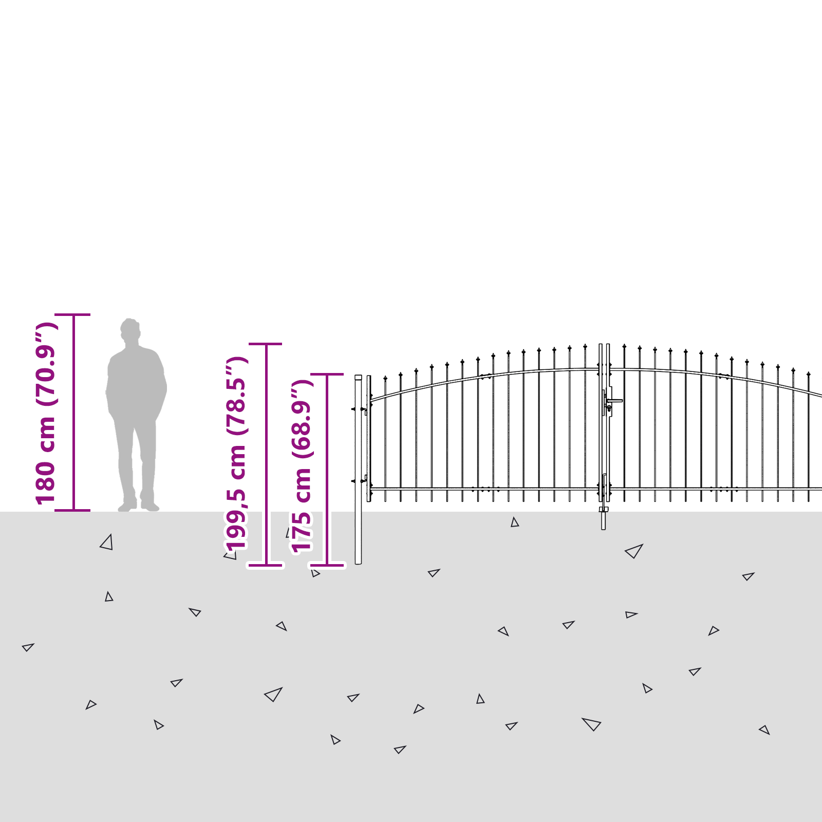 Garden Gate with Spear Top Grey 150x500 cm Steel - Image 7