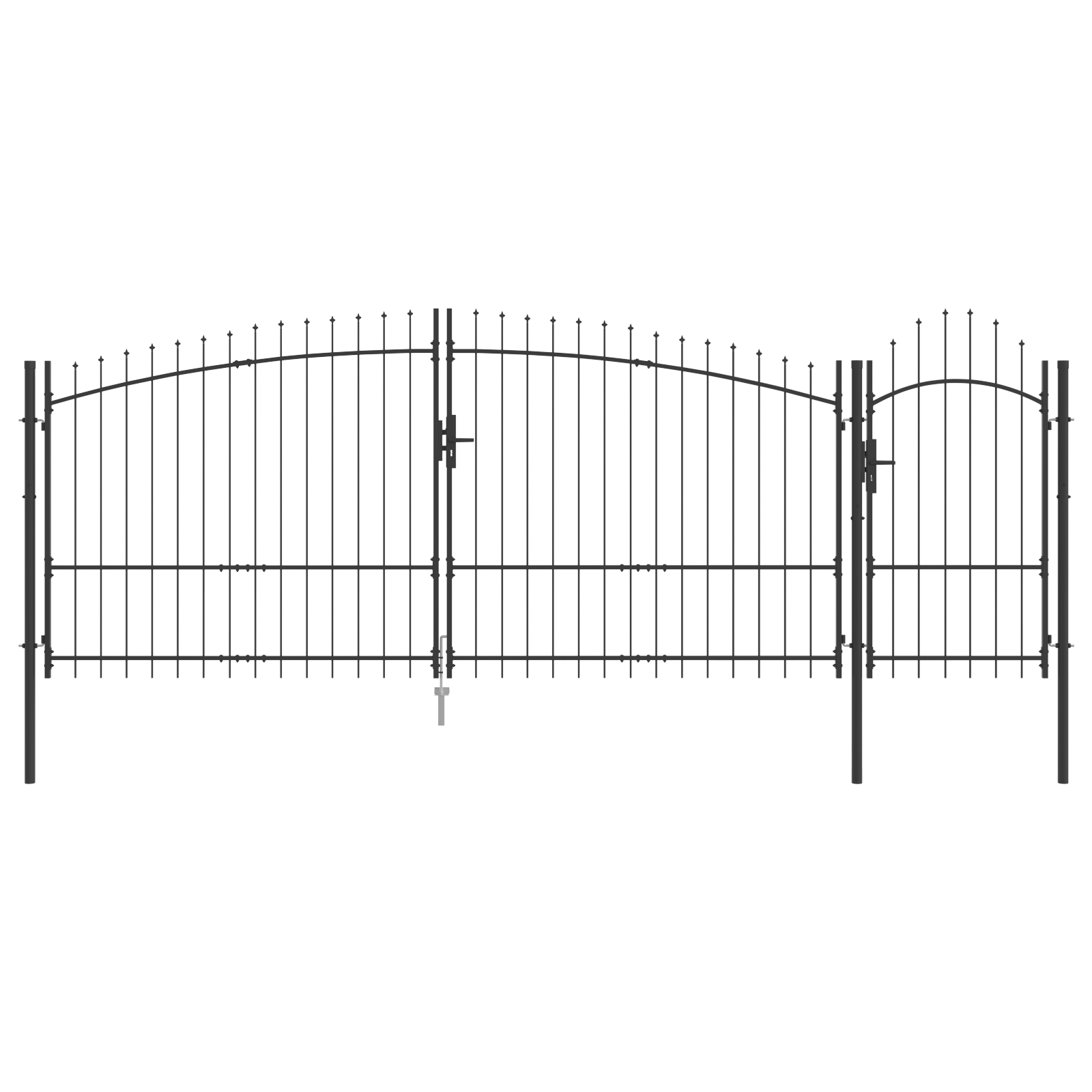 Garden Gate with Spear Top Grey 175x500 cm Steel - Image 2
