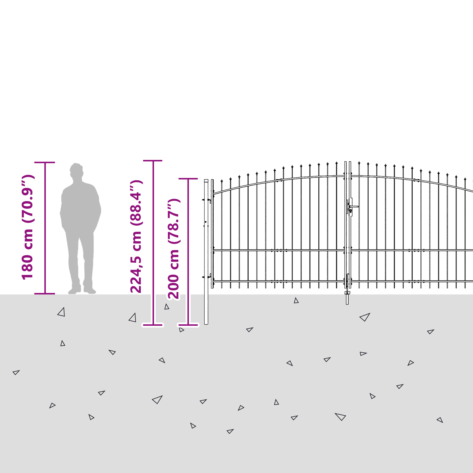 Garden Gate with Spear Top Grey 175x500 cm Steel - Image 7