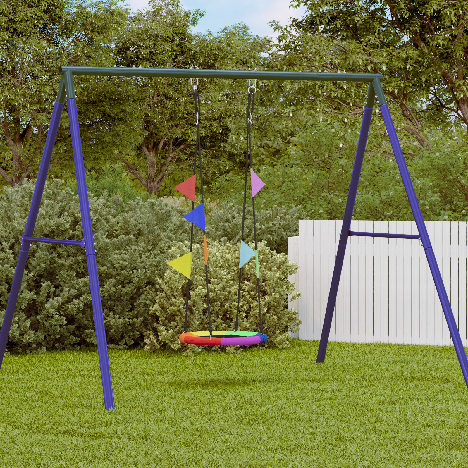 Nestschaukel mit Fähnchen, bunt, Ø 60 cm, 100 kg, Oxford-Stoff - fuer-die-ganze-grossen-schaukeln - Your Garden Eden