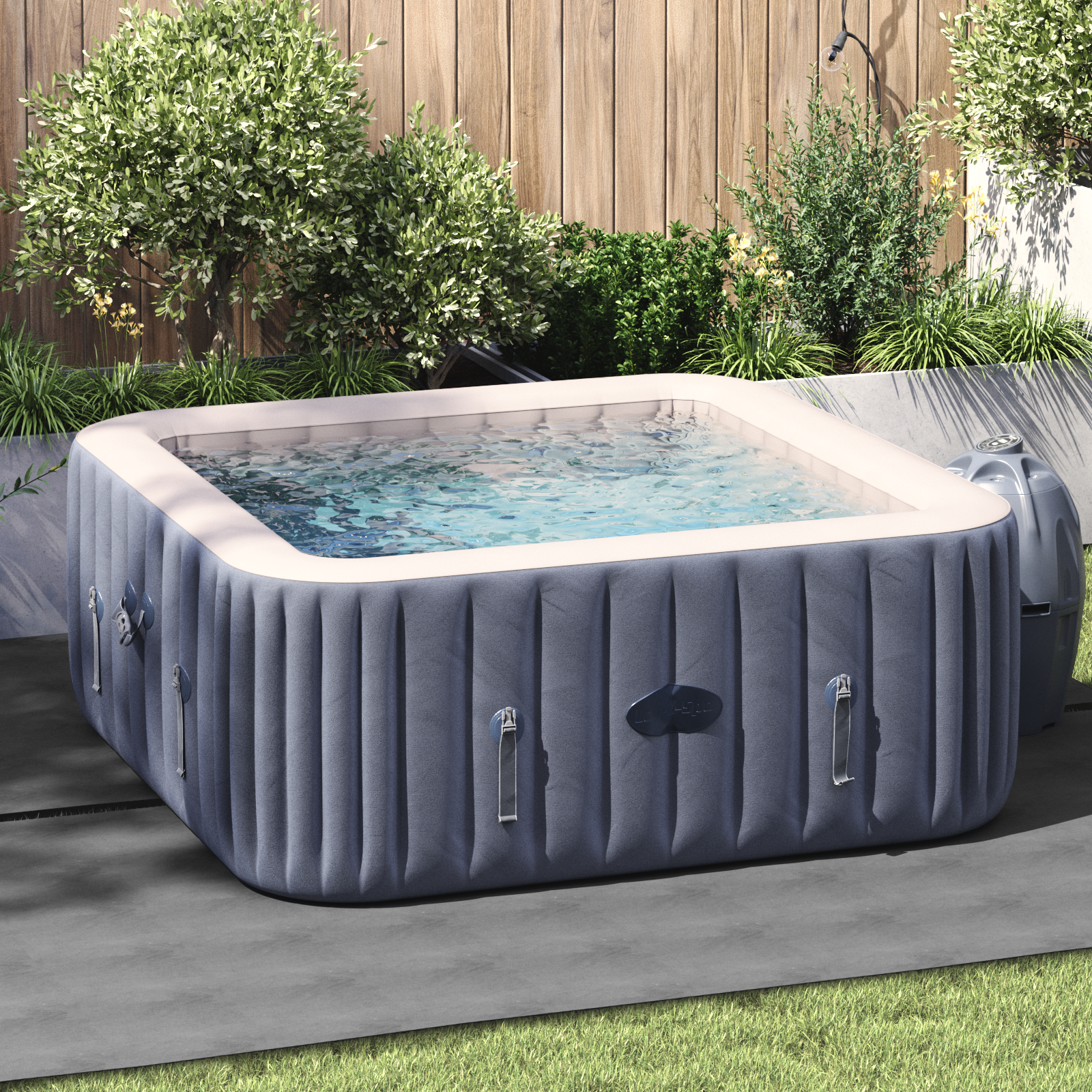 Quadratische Poolabdeckung Hellgrau Polyester 274 x 274 cm - Your Garden Eden