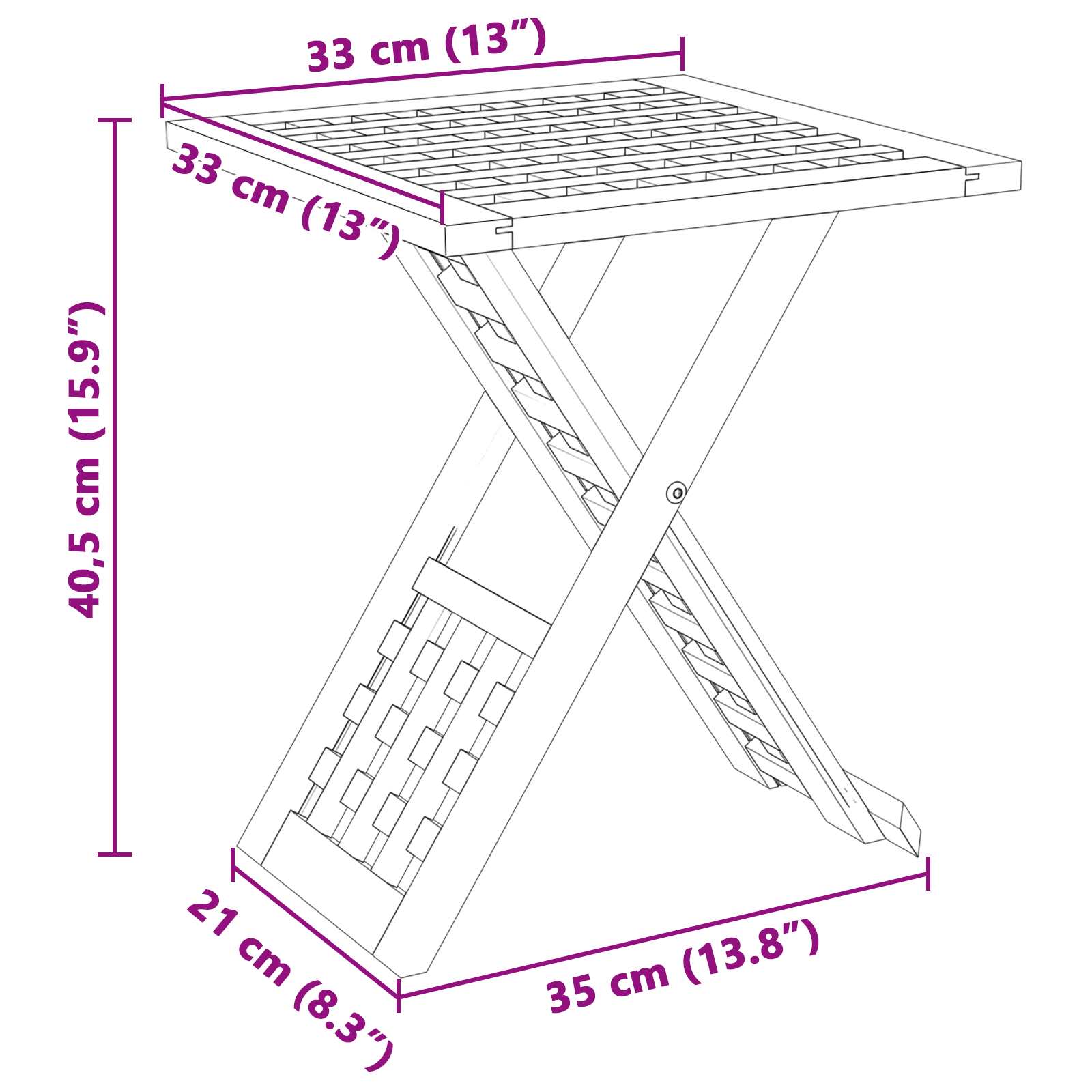 Coffee Table Foldable 33x33x40,5 cm Solid Wood Walnut - Image 11