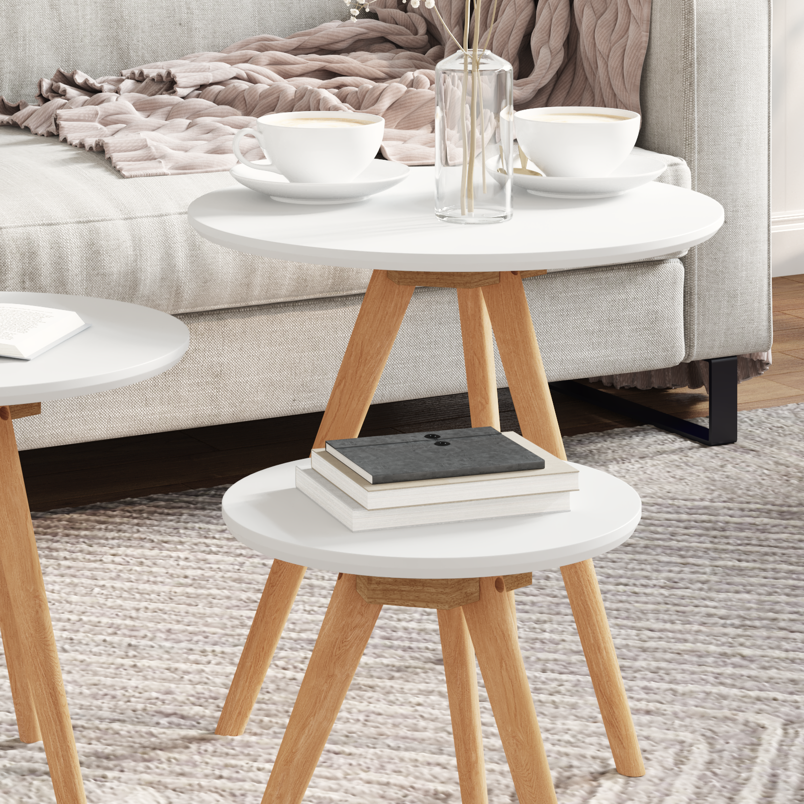 Coffee Table Set Solid Wood Walnut and Engineered Wood - Image 4