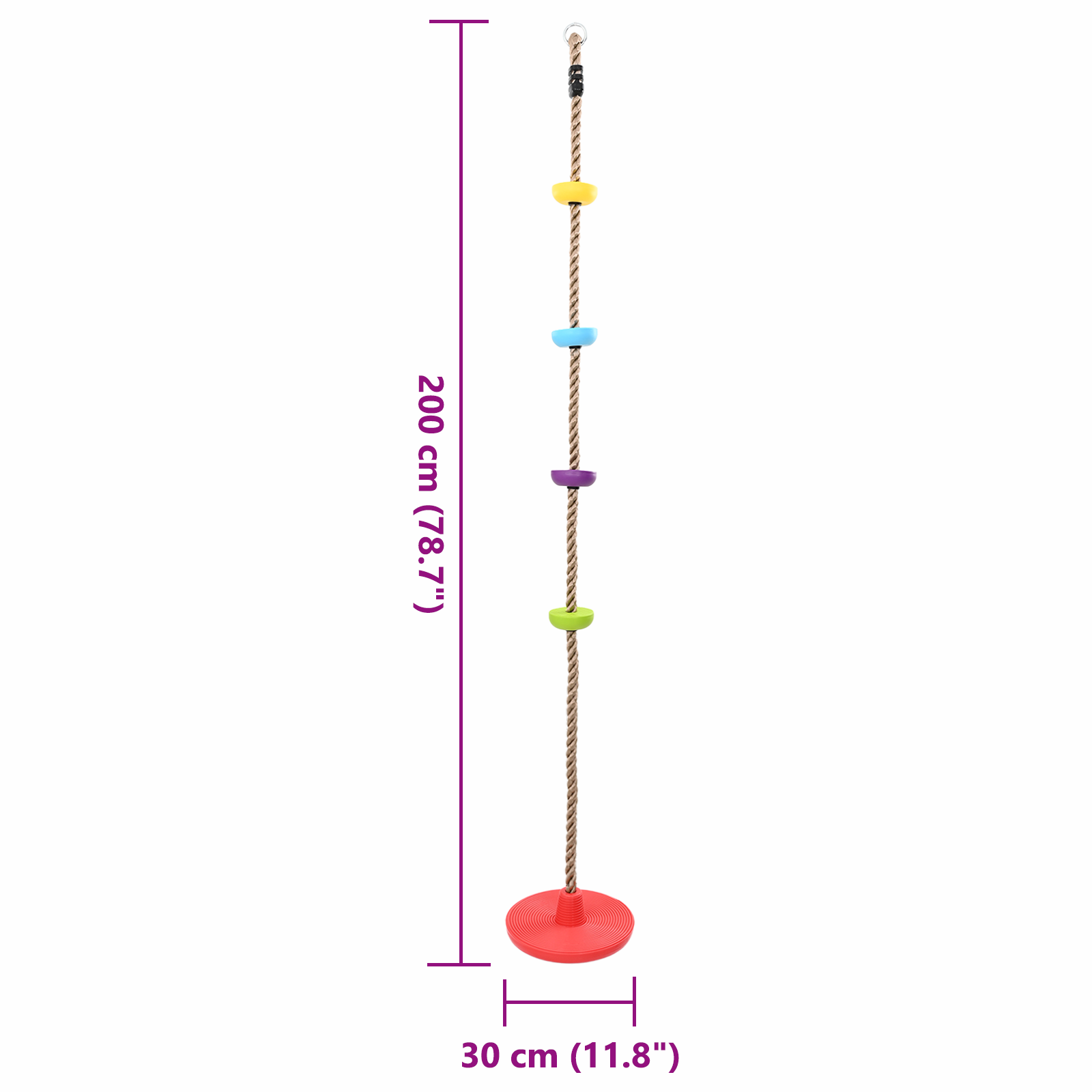 Kletterseil für Kinder mit Scheibensitz und Plattformen 200 cm - fuer-die-ganze-grossen-spielburgen - Your Garden Eden