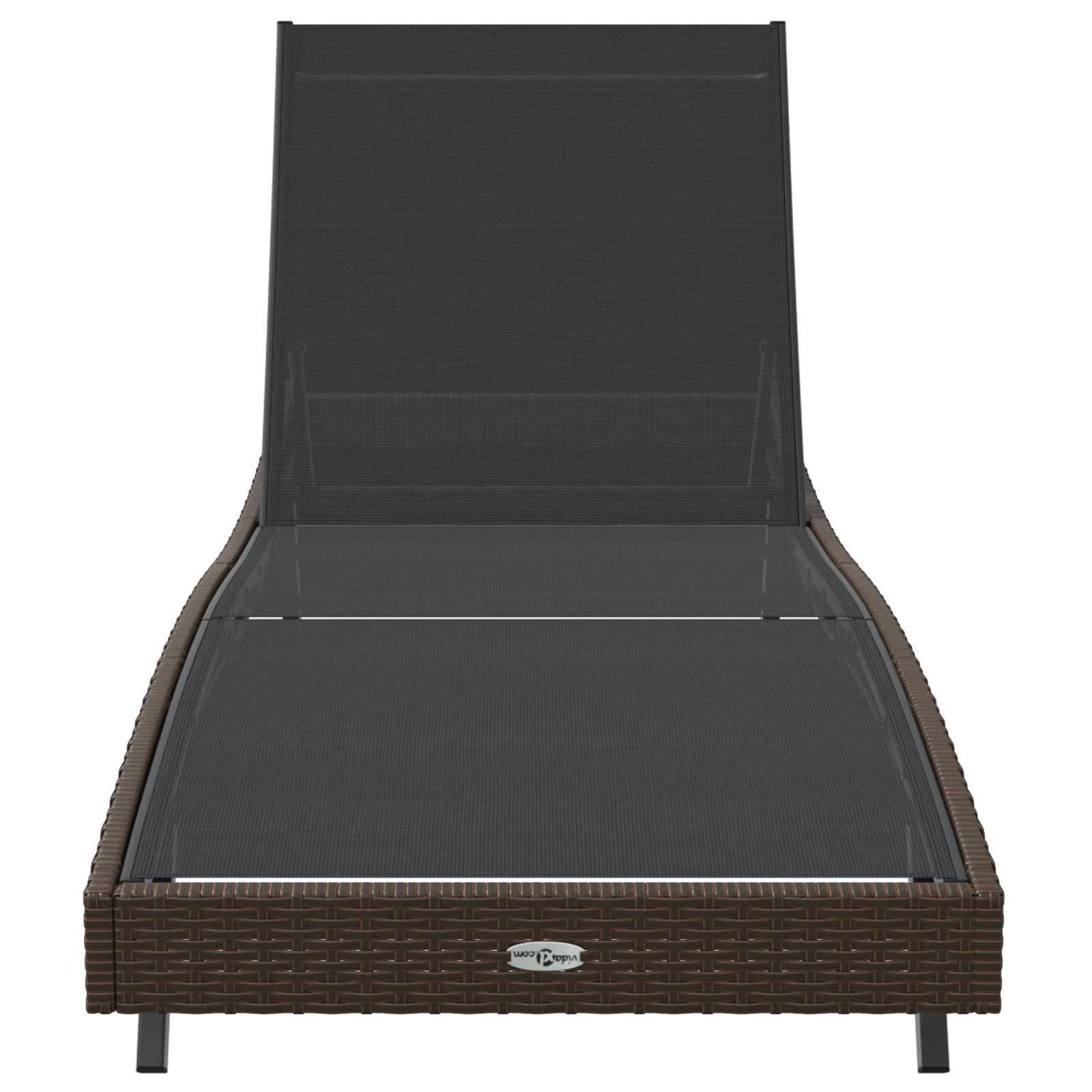 Sun Lounger Brown Poly Rattan and Textilene - Image 5