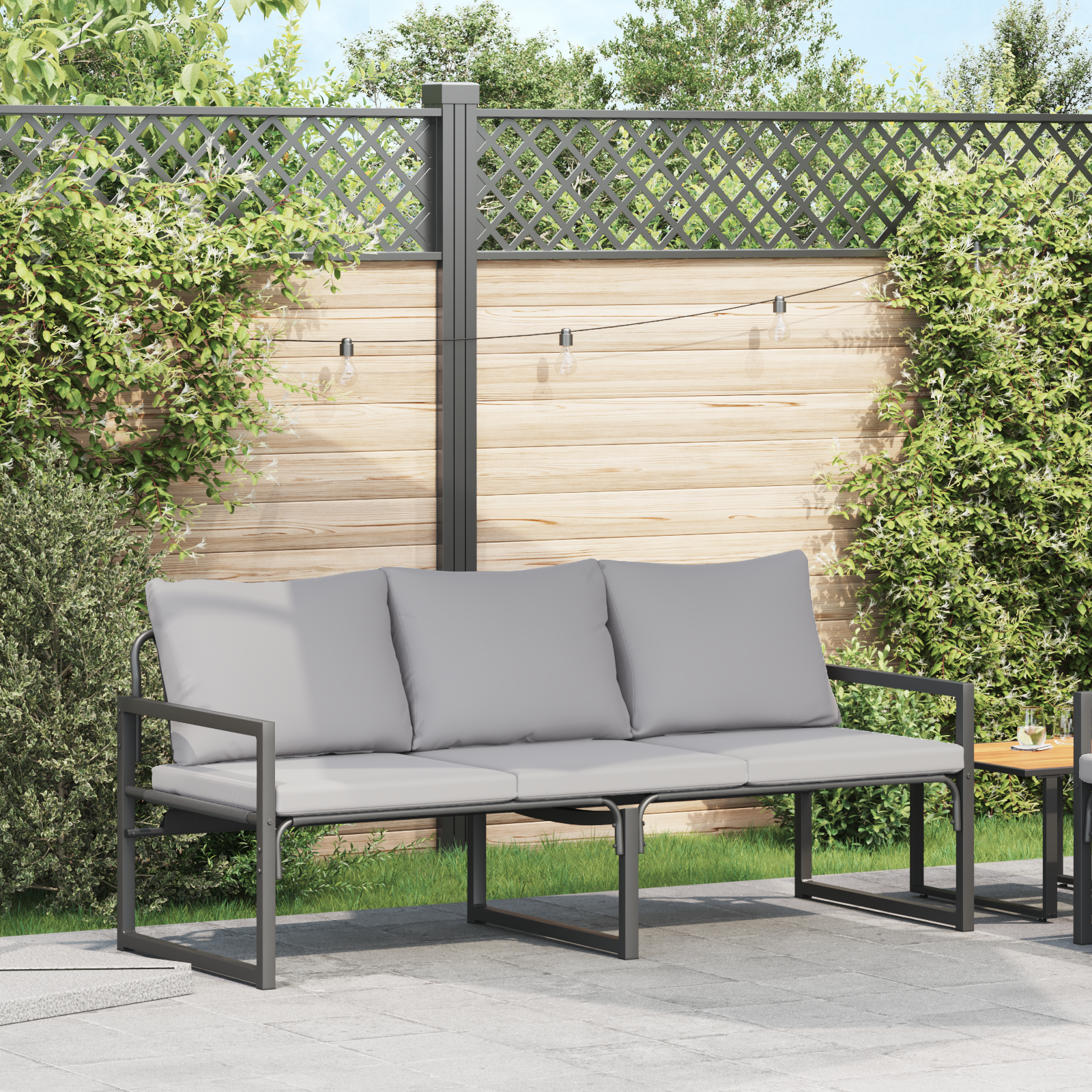 vidaXL Bancă de grădină Negru 180 x 72.5 x 71 cm Oțel