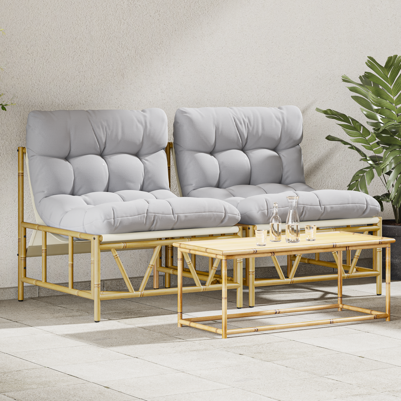 Garden Relaxing Chairs 2 pcs with Cushion 60x80x71 cm Steel