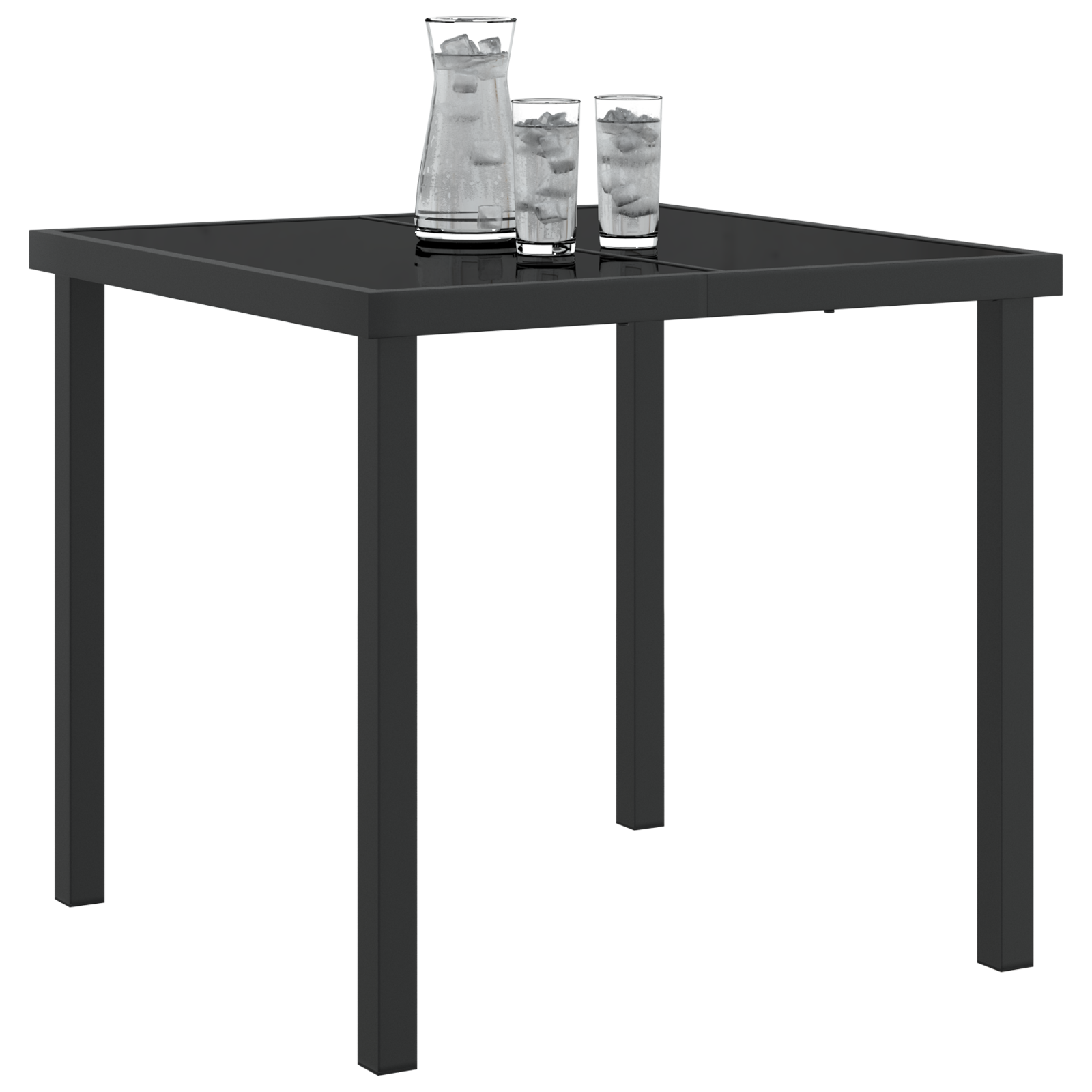 Garden Table Black 80x80x73 cm Tempered Glass - Image 3