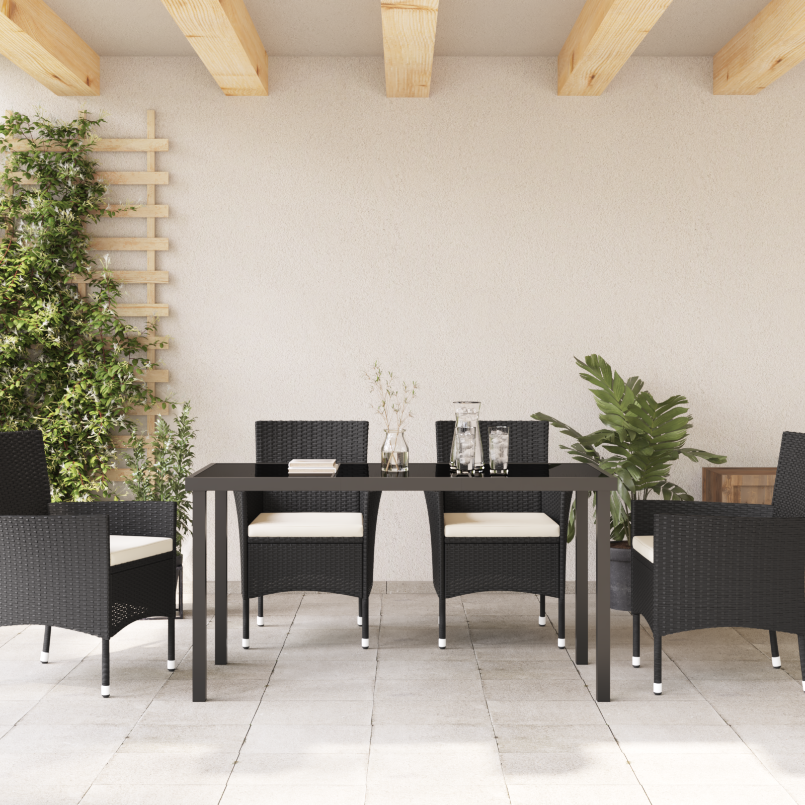 Garden Table Black 140x80x73 cm Tempered Glass - Image 4