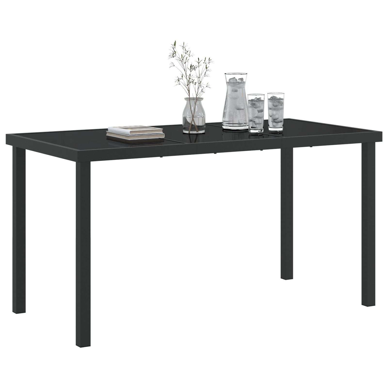 Garden Table Black 140x80x73 cm Tempered Glass - Image 3