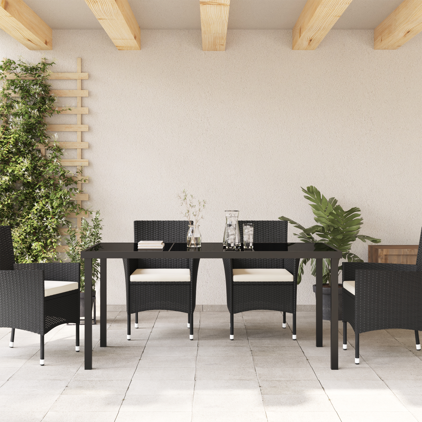 Garden Table Black 160x80x73 cm Tempered Glass - Image 4