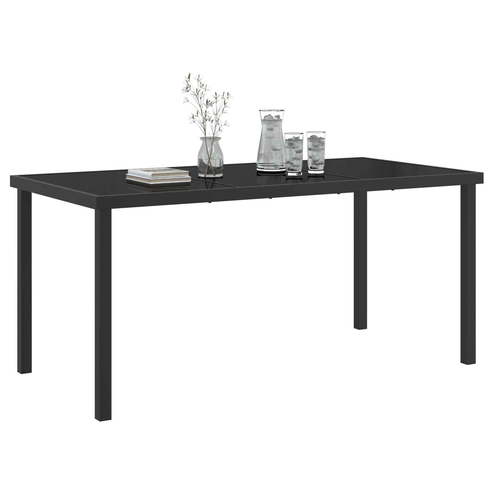 Garden Table Black 160x80x73 cm Tempered Glass - Image 3