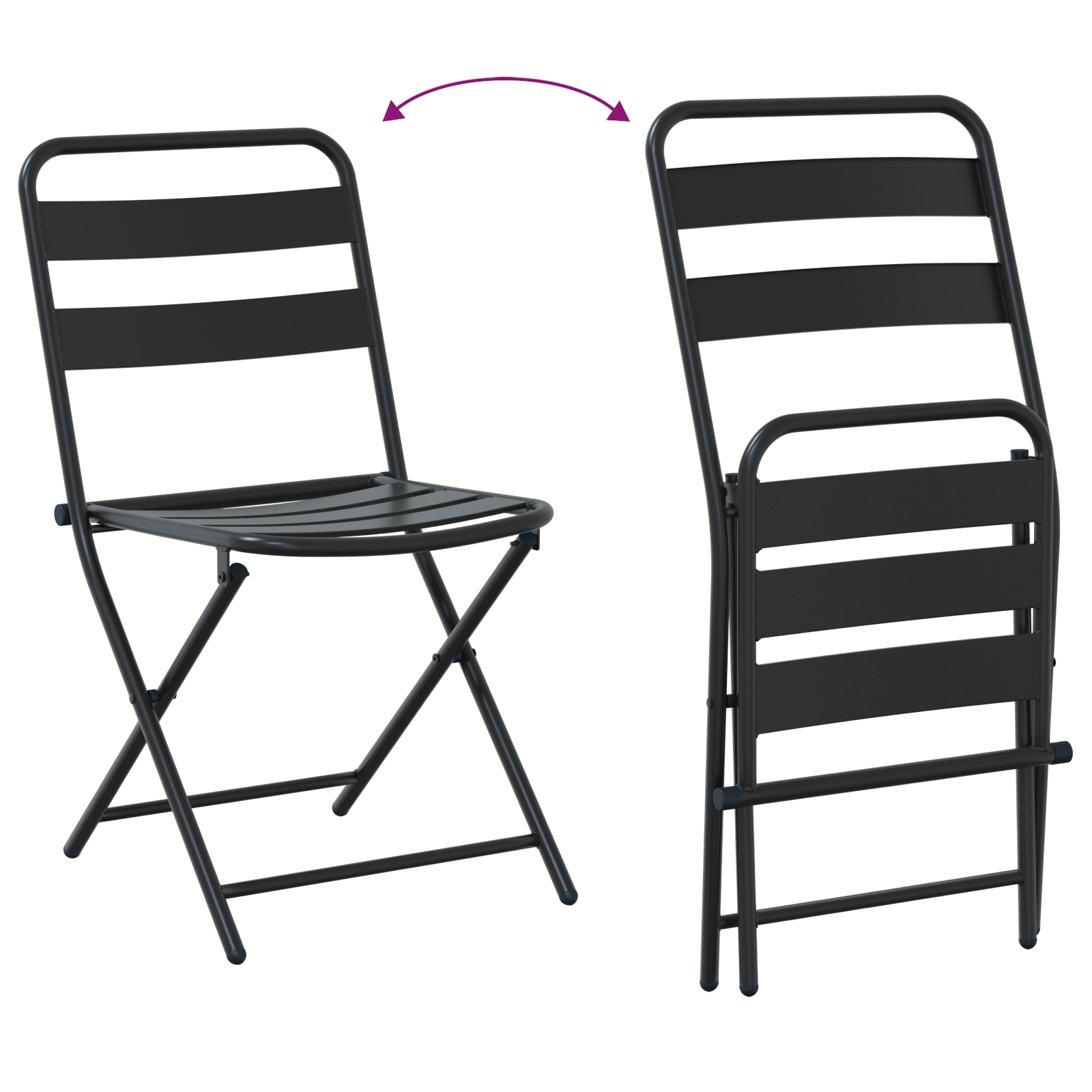 3 Piece Folding Bistro Set Anthracite Steel - Image 11