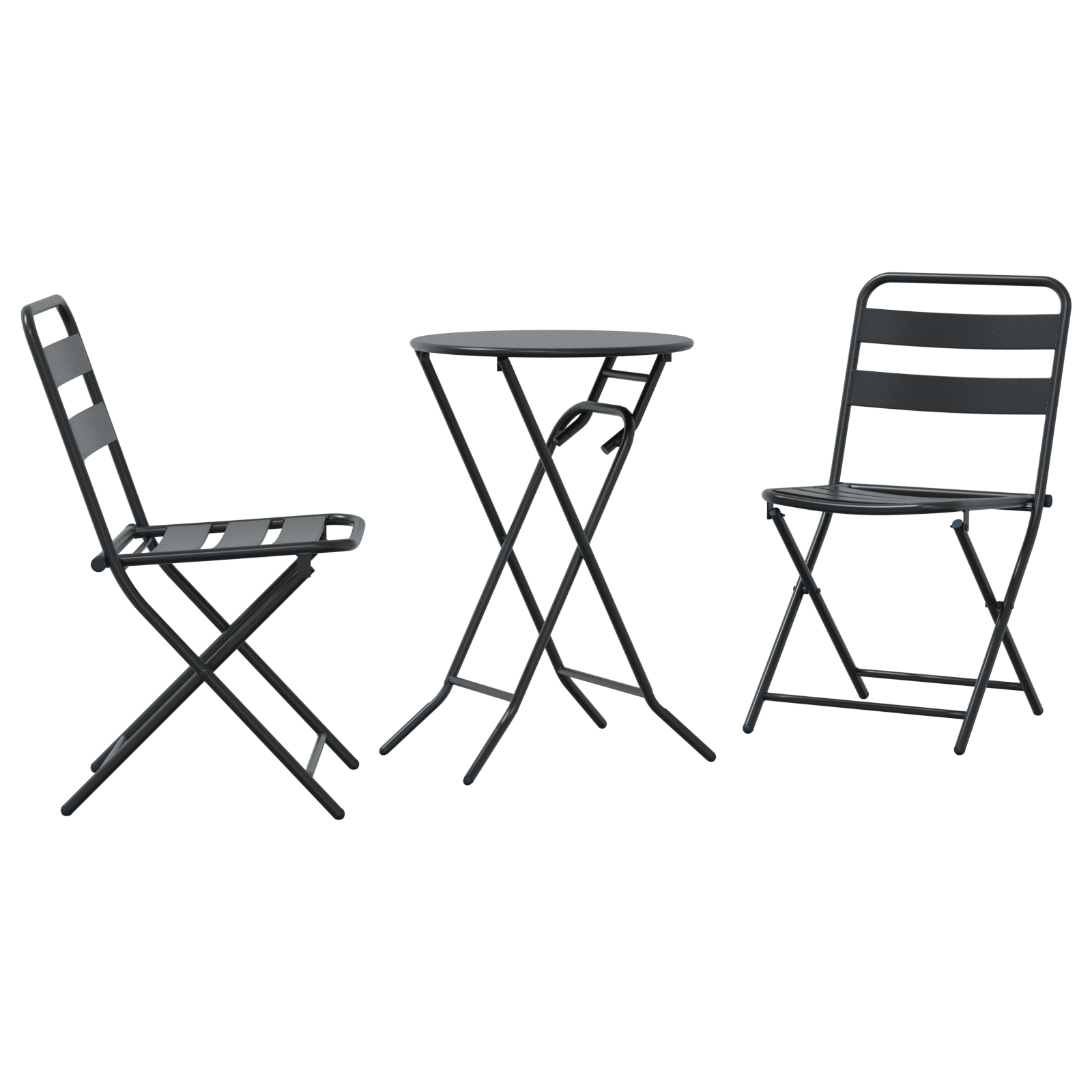 3 Piece Folding Bistro Set Anthracite Steel - Image 2