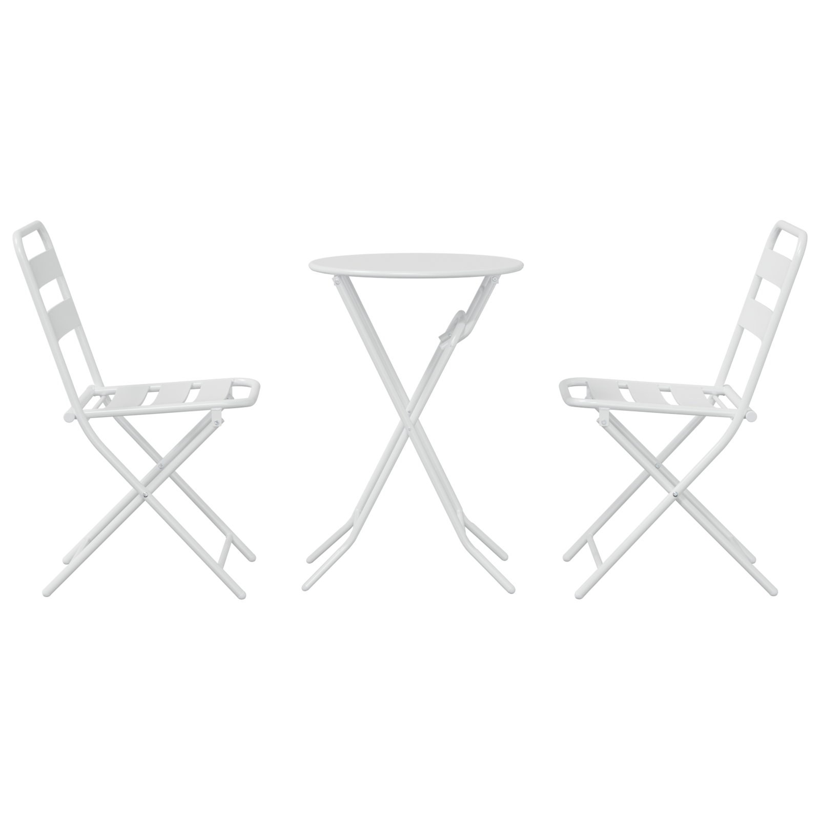 3 Piece Folding Bistro Set White Steel - Image 7