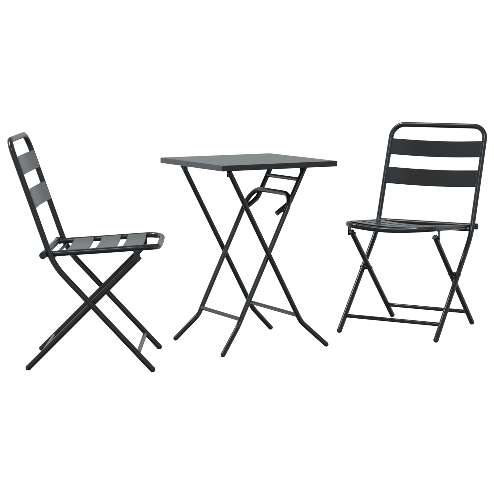 3 Piece Folding Bistro Set Anthracite Steel - Image 2