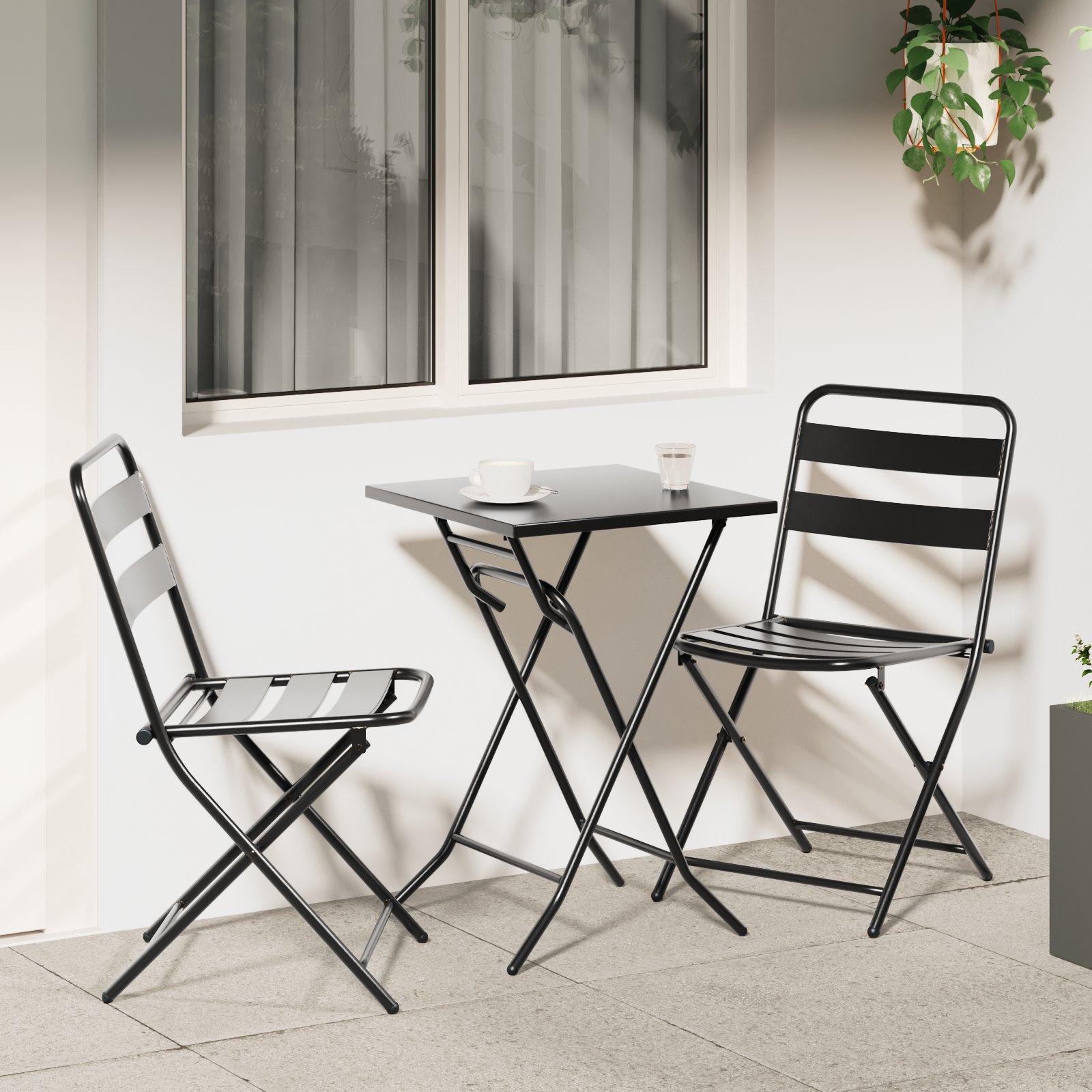 3 Piece Folding Bistro Set Anthracite Steel