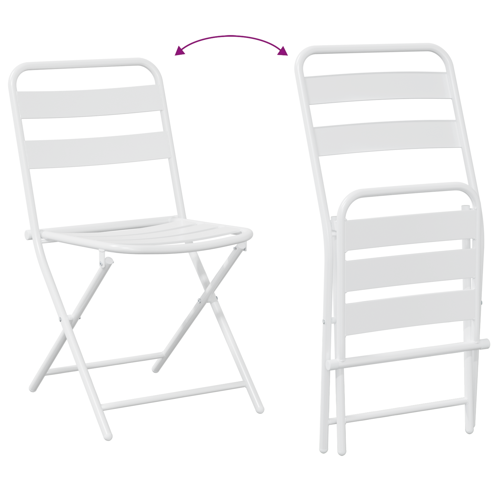 3 Piece Folding Bistro Set White Steel - Image 11
