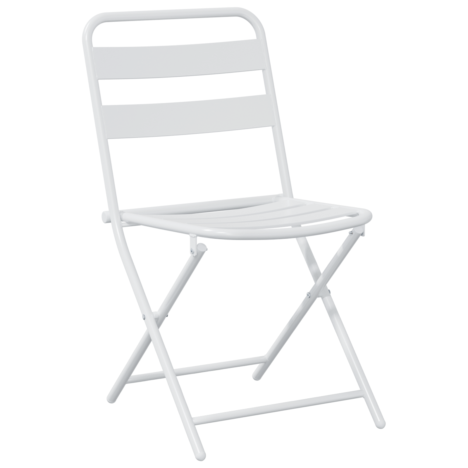 3 Piece Folding Bistro Set White Steel - Image 5