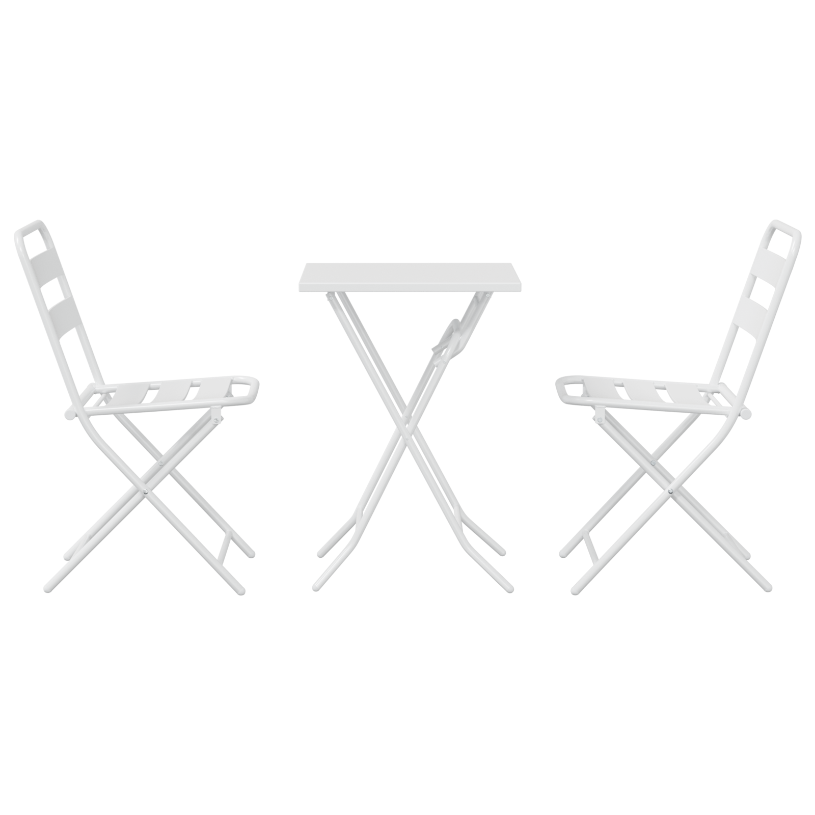 3 Piece Folding Bistro Set White Steel - Image 7