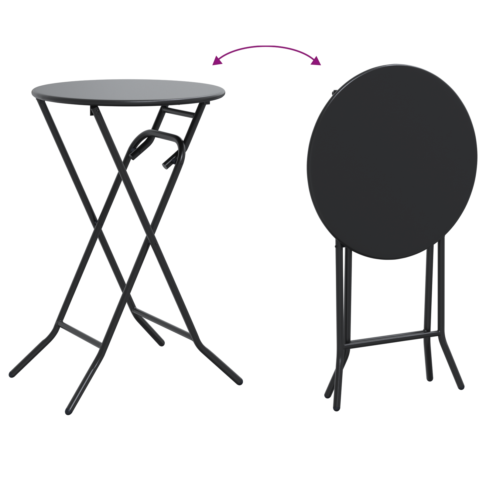 Folding Garden Table Anthracite Ø50x72 cm Steel - Image 11