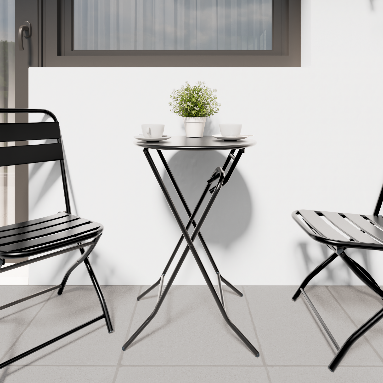 Folding Garden Table Anthracite Ø50x72 cm Steel - Image 4