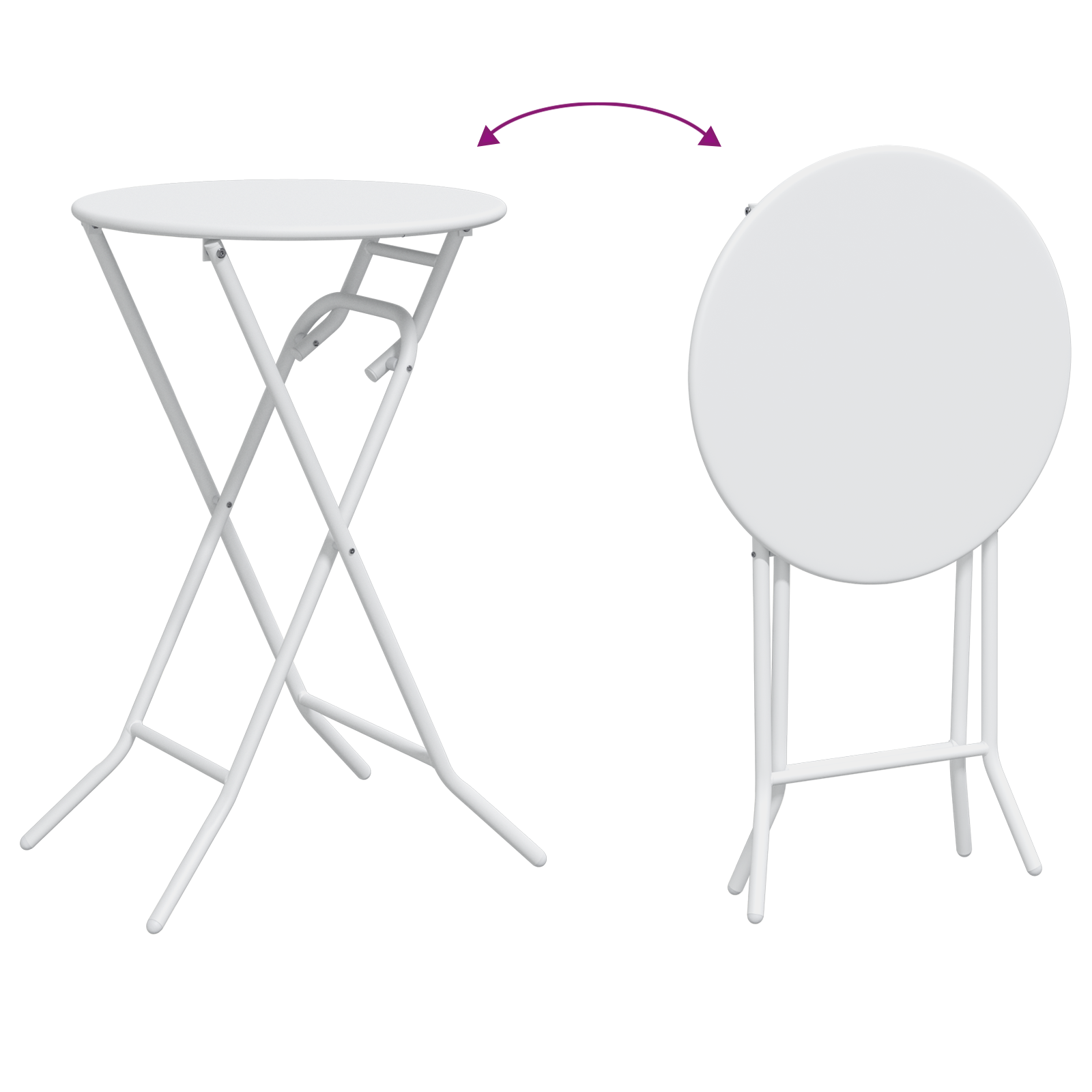 Folding Garden Table White Ø50x72 cm Steel - Image 11