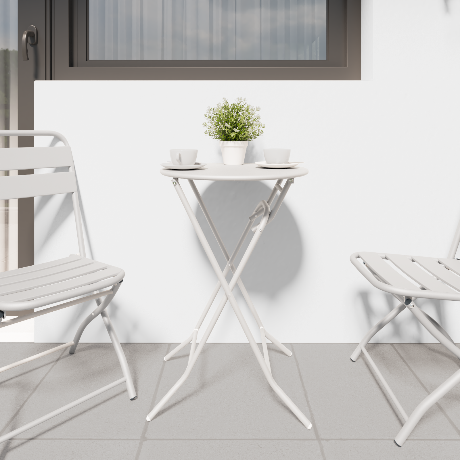 Folding Garden Table White Ø50x72 cm Steel - Image 4