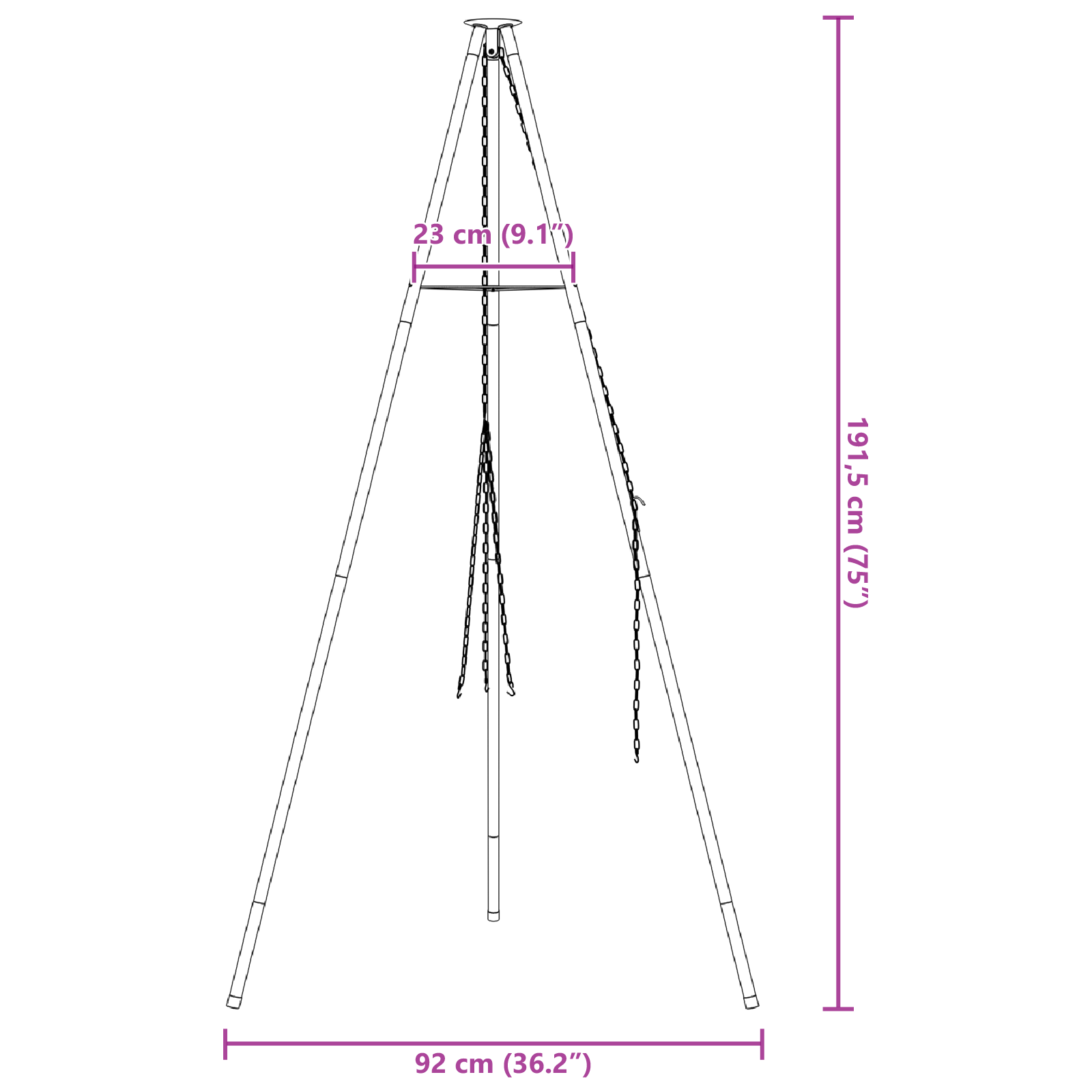 Campfire Cooking Tripod 190 cm Height Steel - Image 7